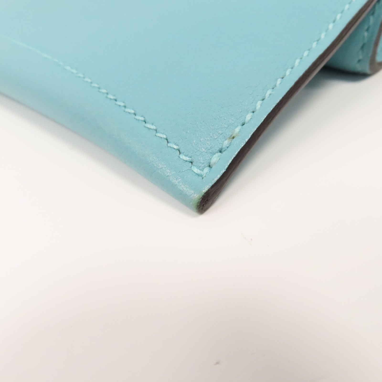 HERMES 【激減優惠】Evercolor皮革Pliplat Clutch手拿包環礁藍色