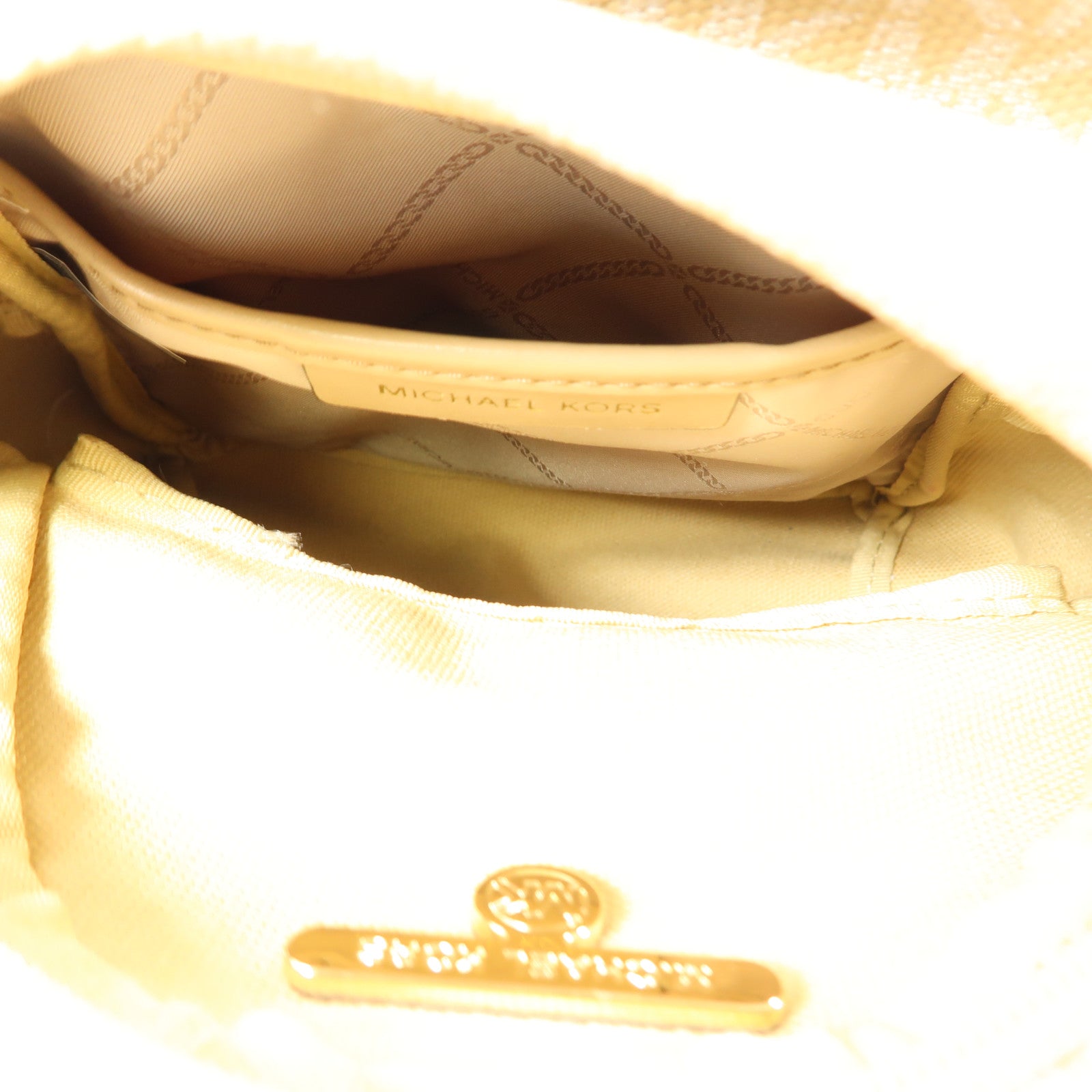Michael Kors 塗層帆布Backpack金扣背包杏色/淺褐色