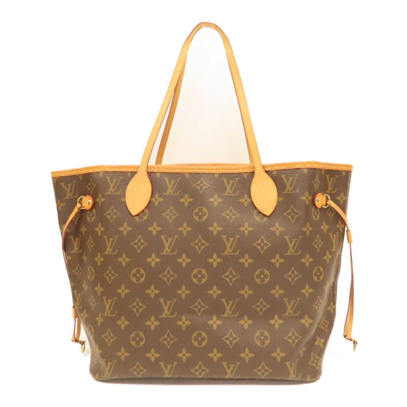 LOUIS VUITTON Monogram Neverfull MM金扣手挽袋啡色