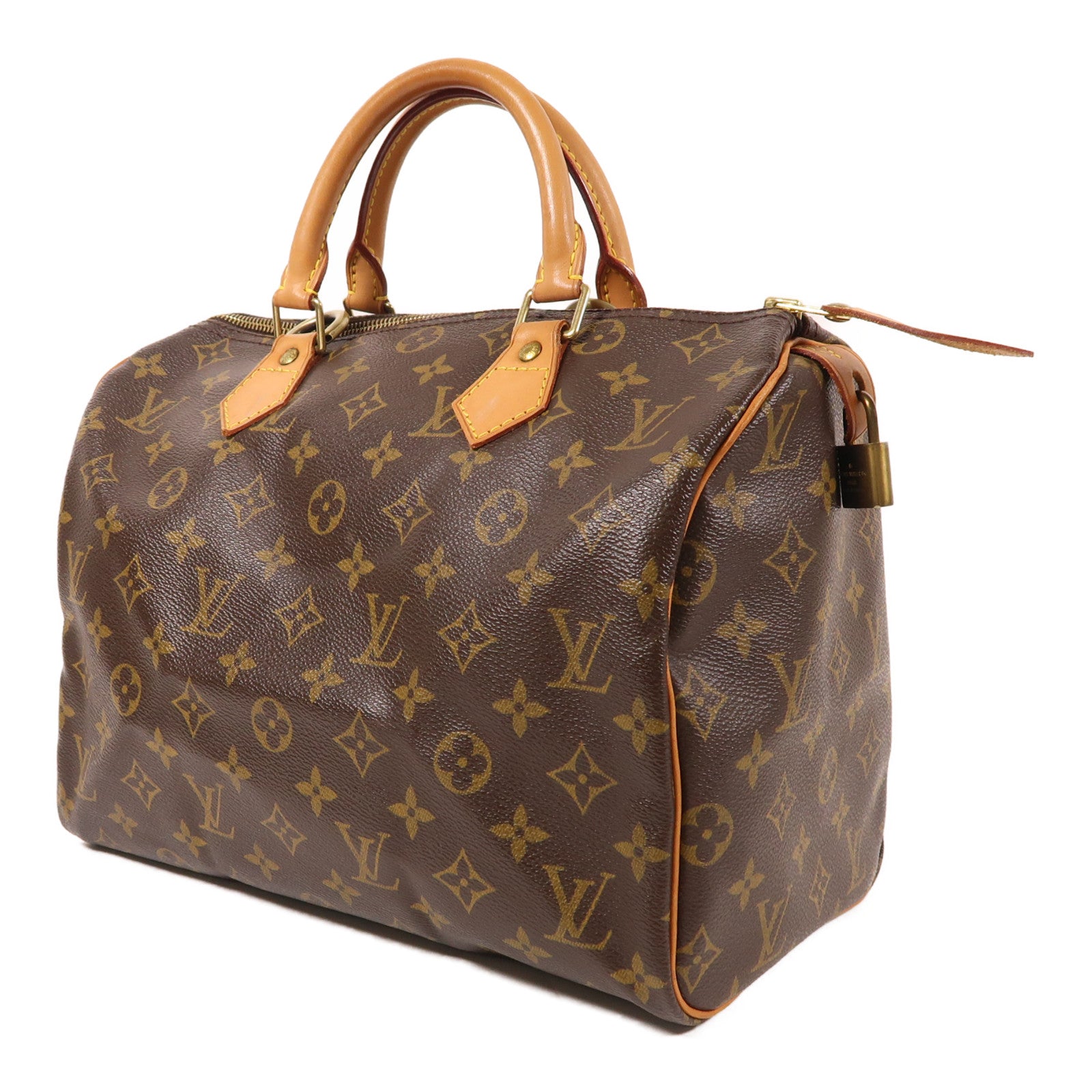 LOUIS VUITTON Monogram Speedy 30金扣手挽袋棕色