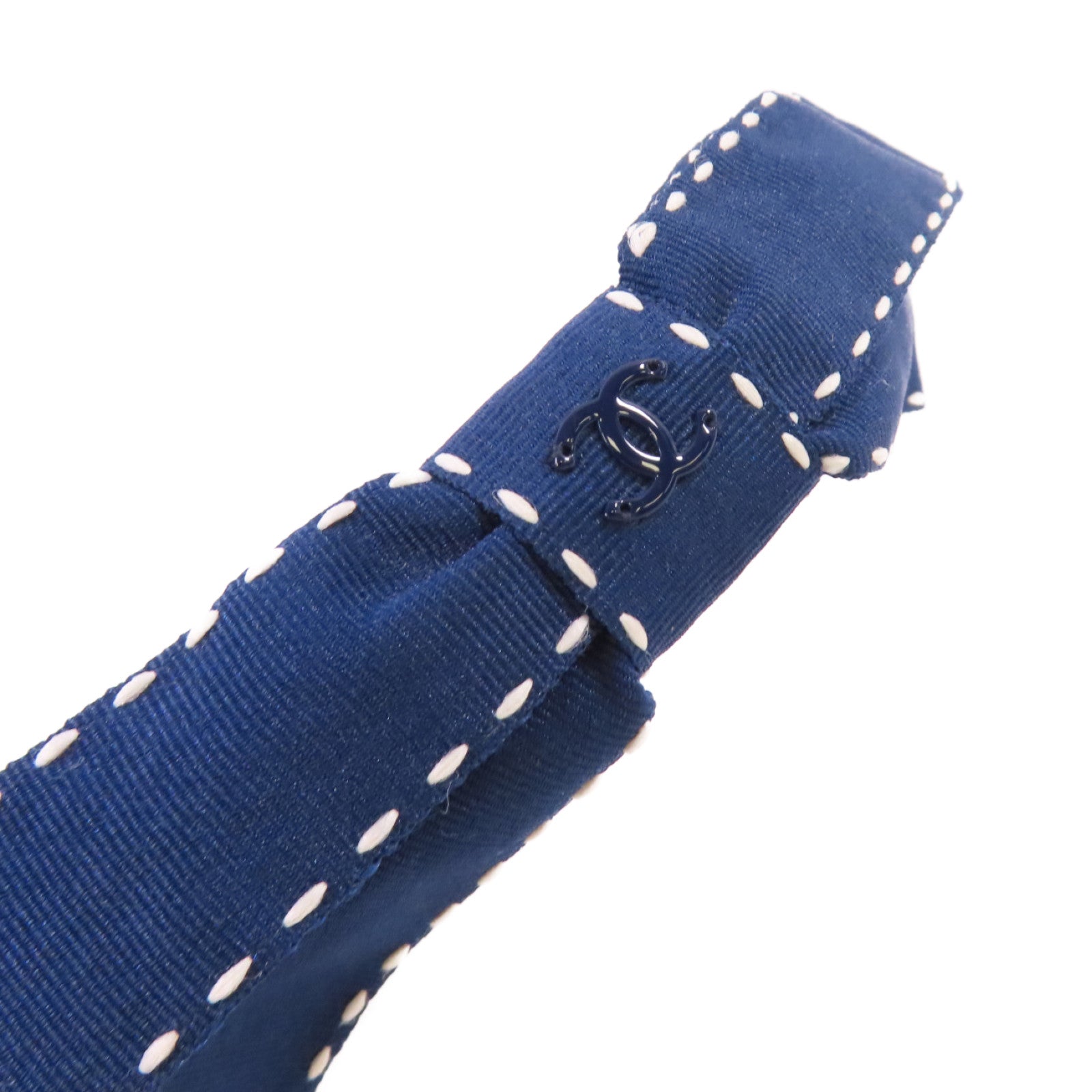 CHANEL 帆布Hairband髮箍藍色/白色