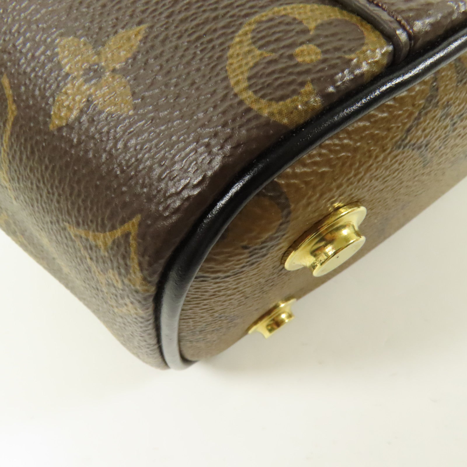 LOUIS VUITTON Monogram Reverse Vanity PM金扣手挽肩背兩用袋棕色