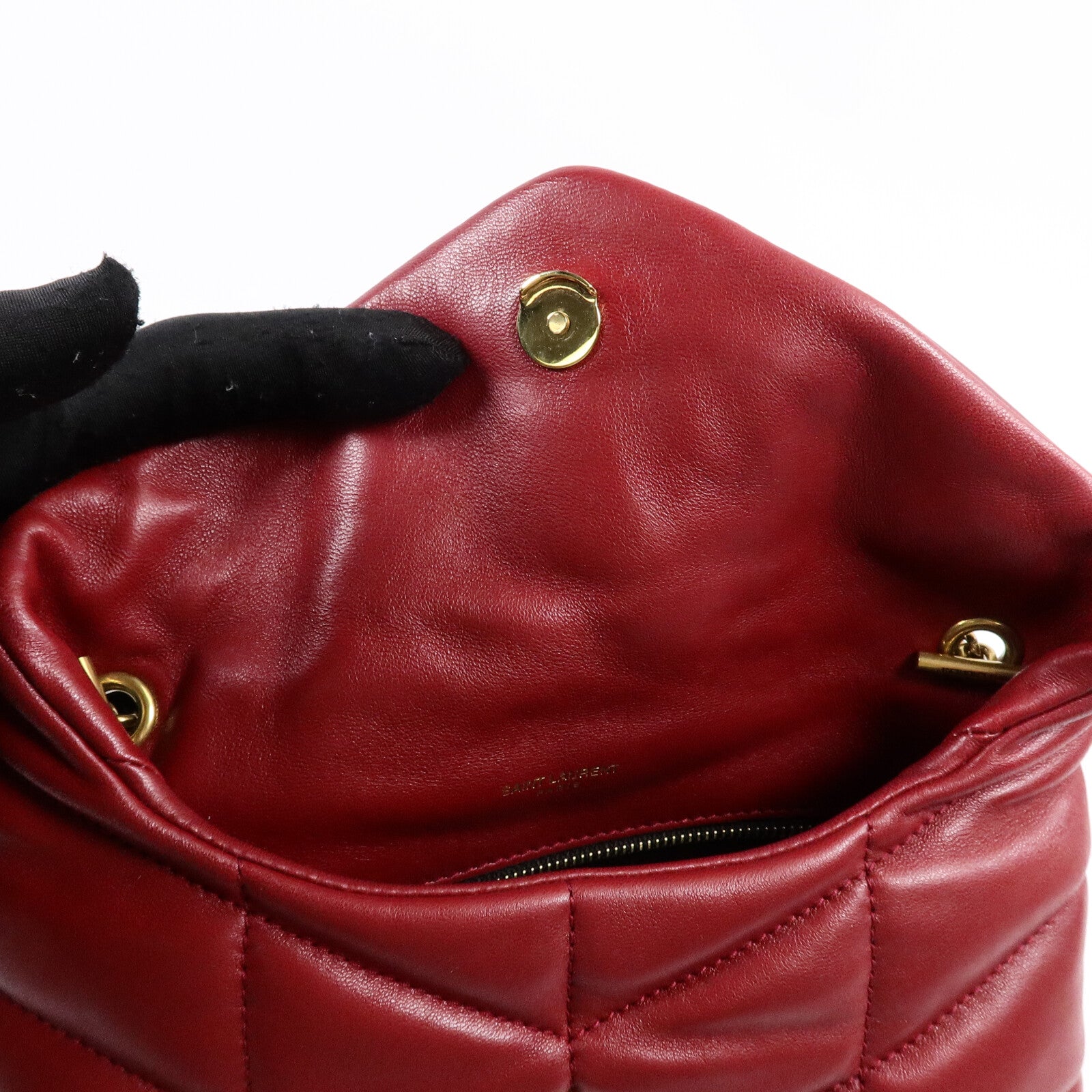 SAINT LAURENT 牛皮皮革Puffy Mini鏈帶肩背袋