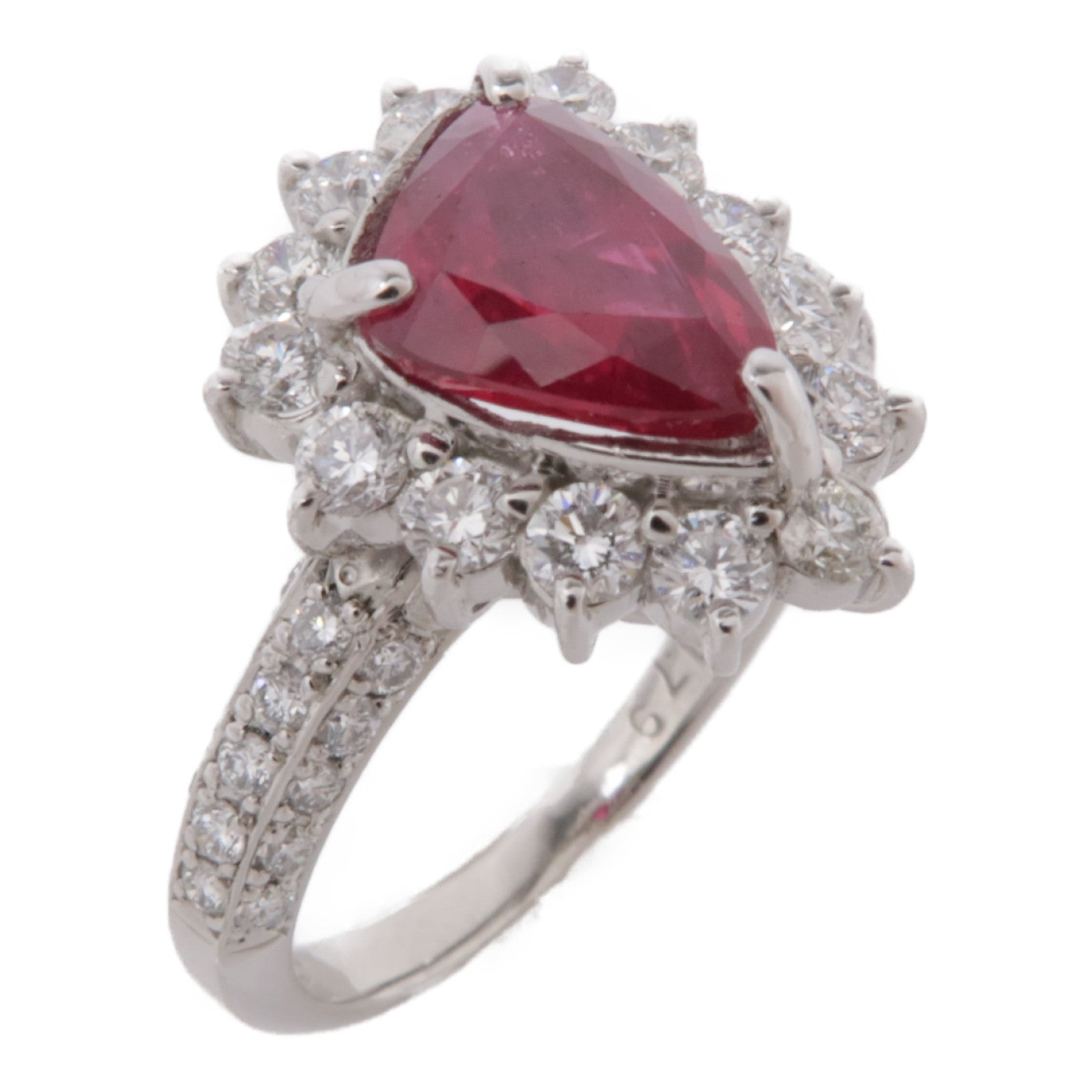JEWELRY 【激減優惠】PT900鉑金Ruby Ring紅寶石/鑽石戒指粉紅色US#5.75