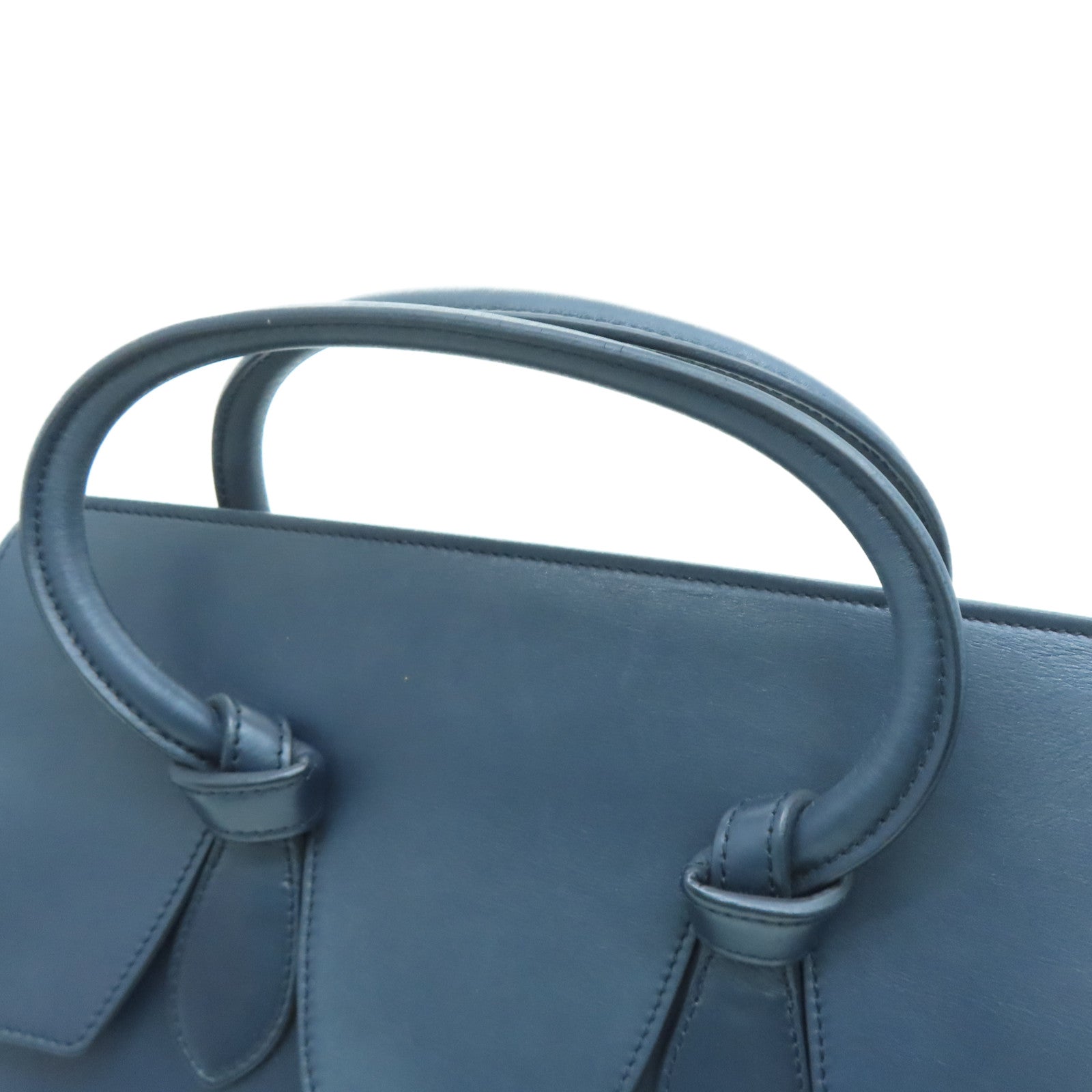 CELINE 牛皮皮革金扣肩背袋深藍色