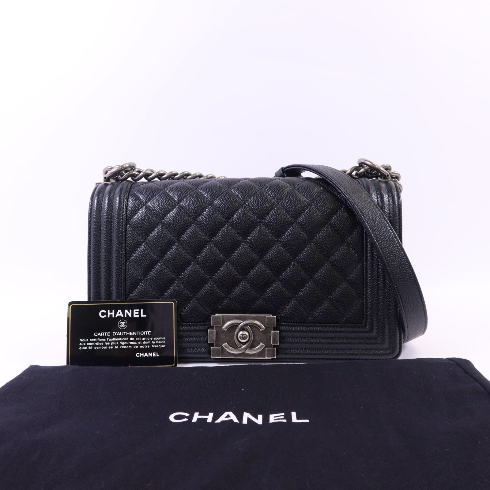 CHANEL 牛皮皮革Boy 25鏈帶肩背袋