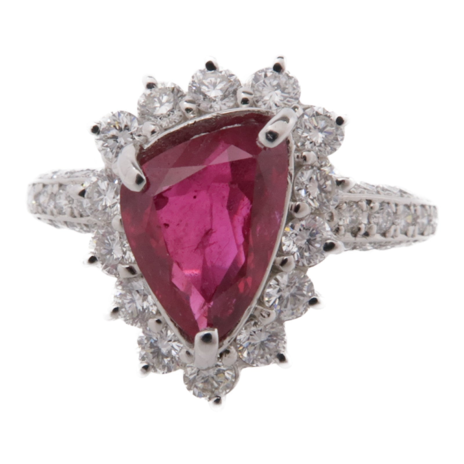 JEWELRY 【激減優惠】PT900鉑金Ruby Ring紅寶石/鑽石戒指粉紅色US#5.75