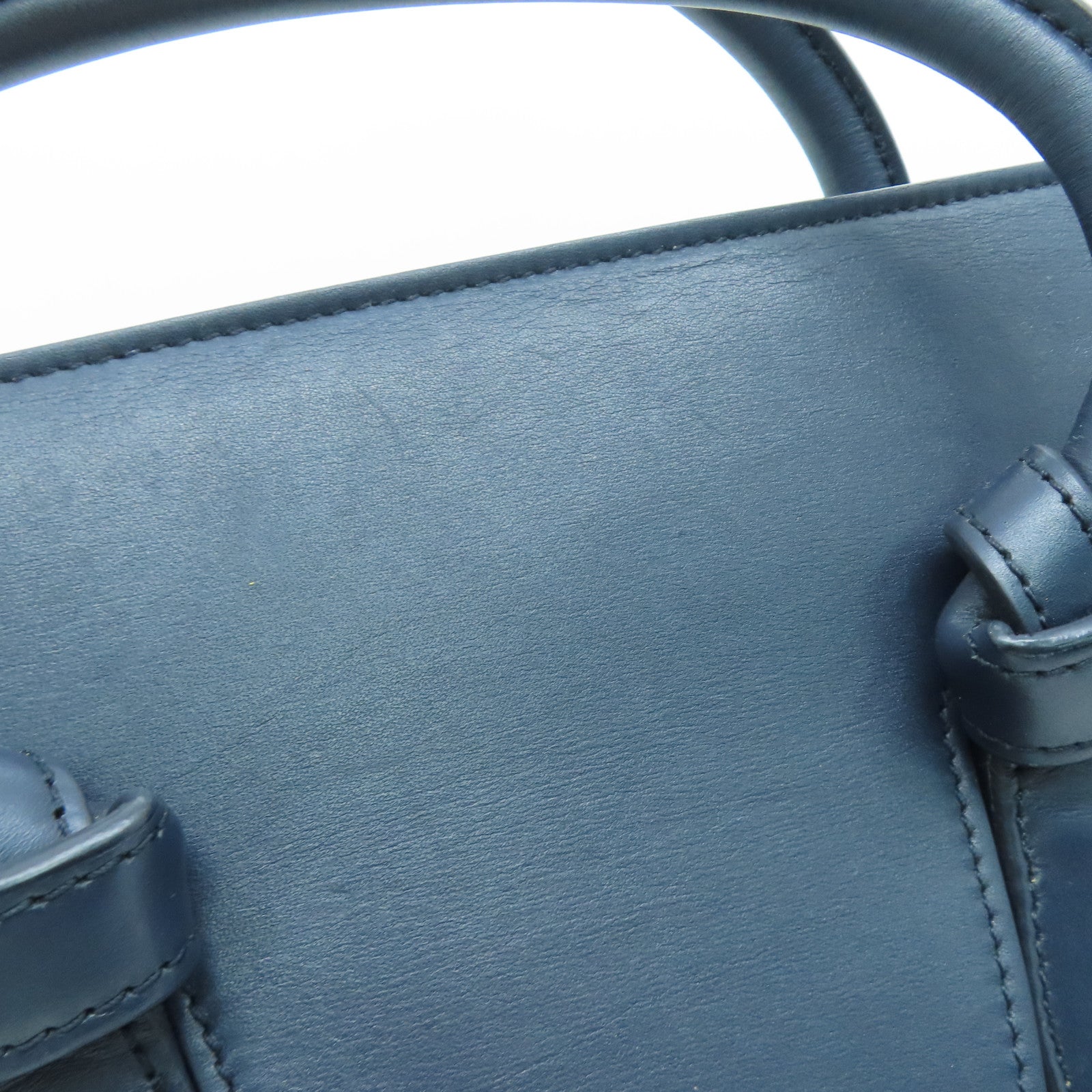 CELINE 牛皮皮革金扣肩背袋深藍色