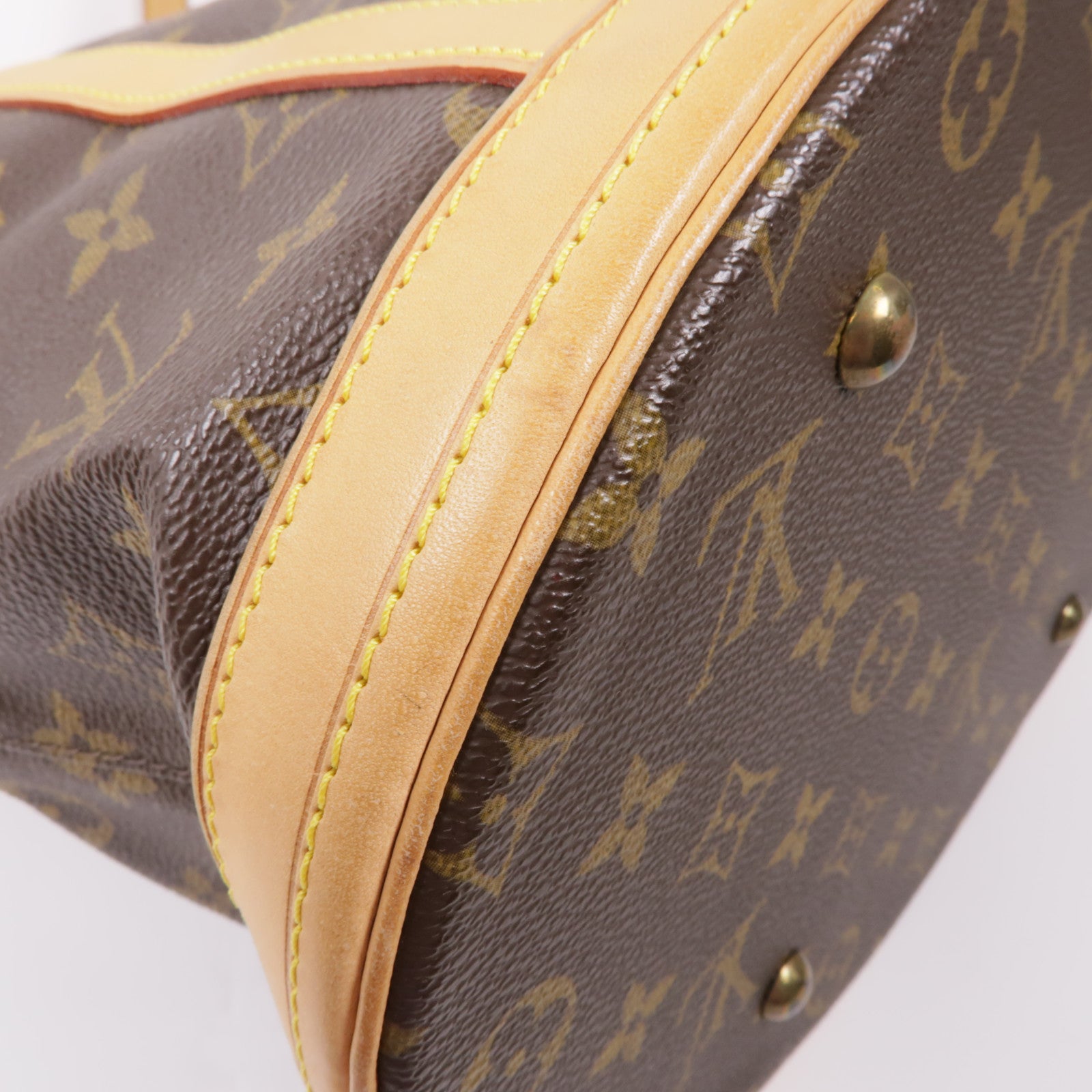 LOUIS VUITTON Monogram Bucket GM金扣手挽袋棕色