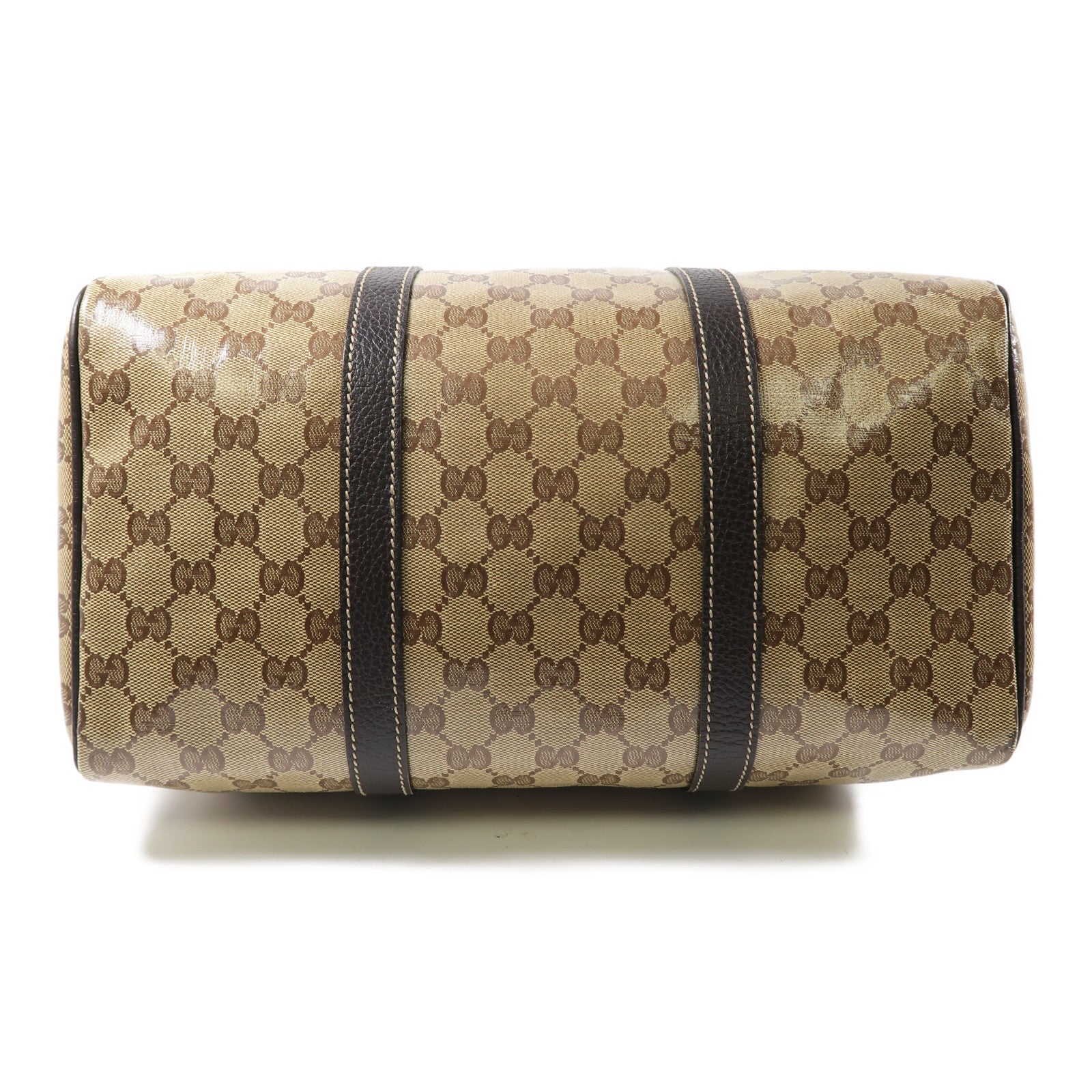 GUCCI 塗層帆布Boston Bag金扣手挽袋啡色