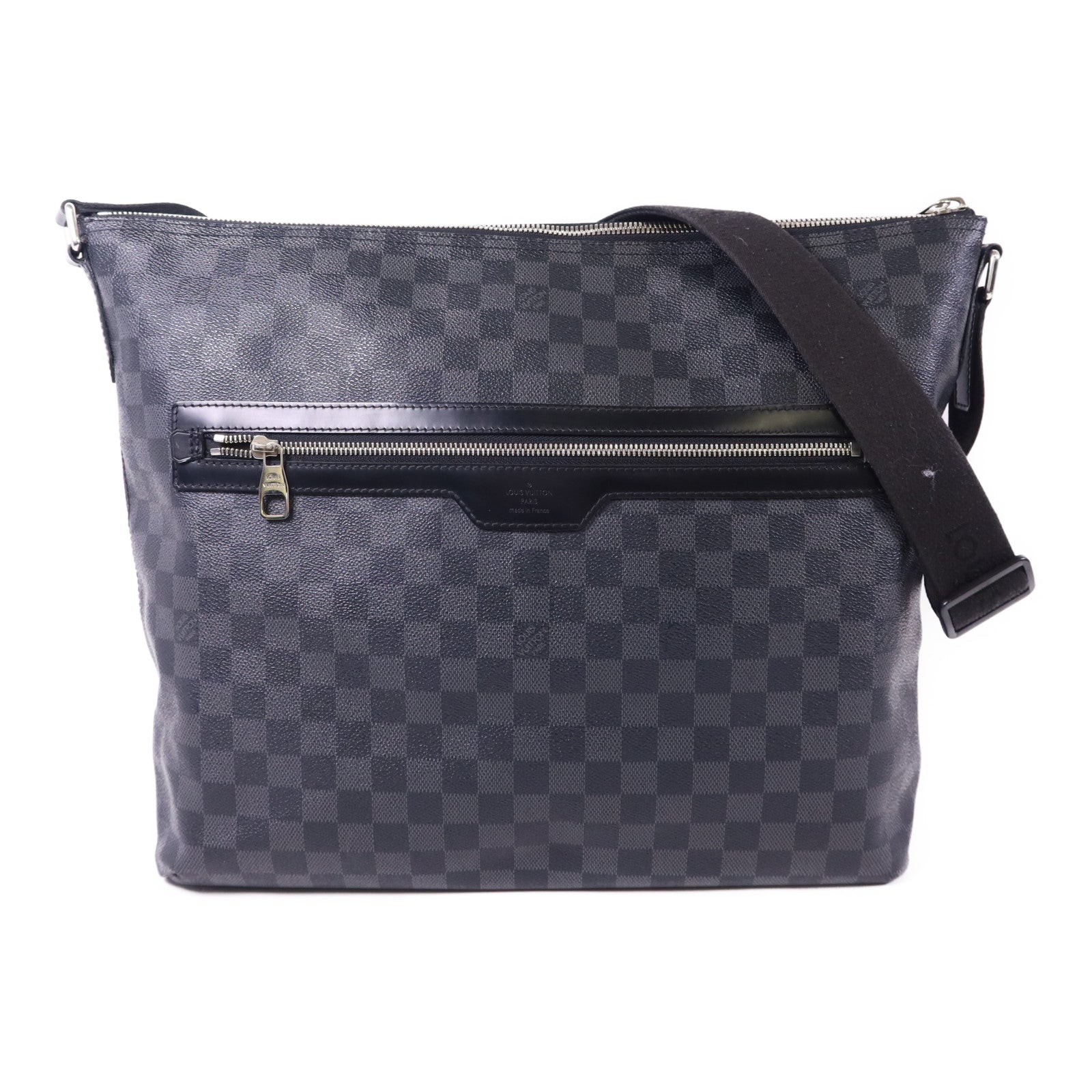 LOUIS VUITTON Damier Graphite Mick GM銀扣肩背袋