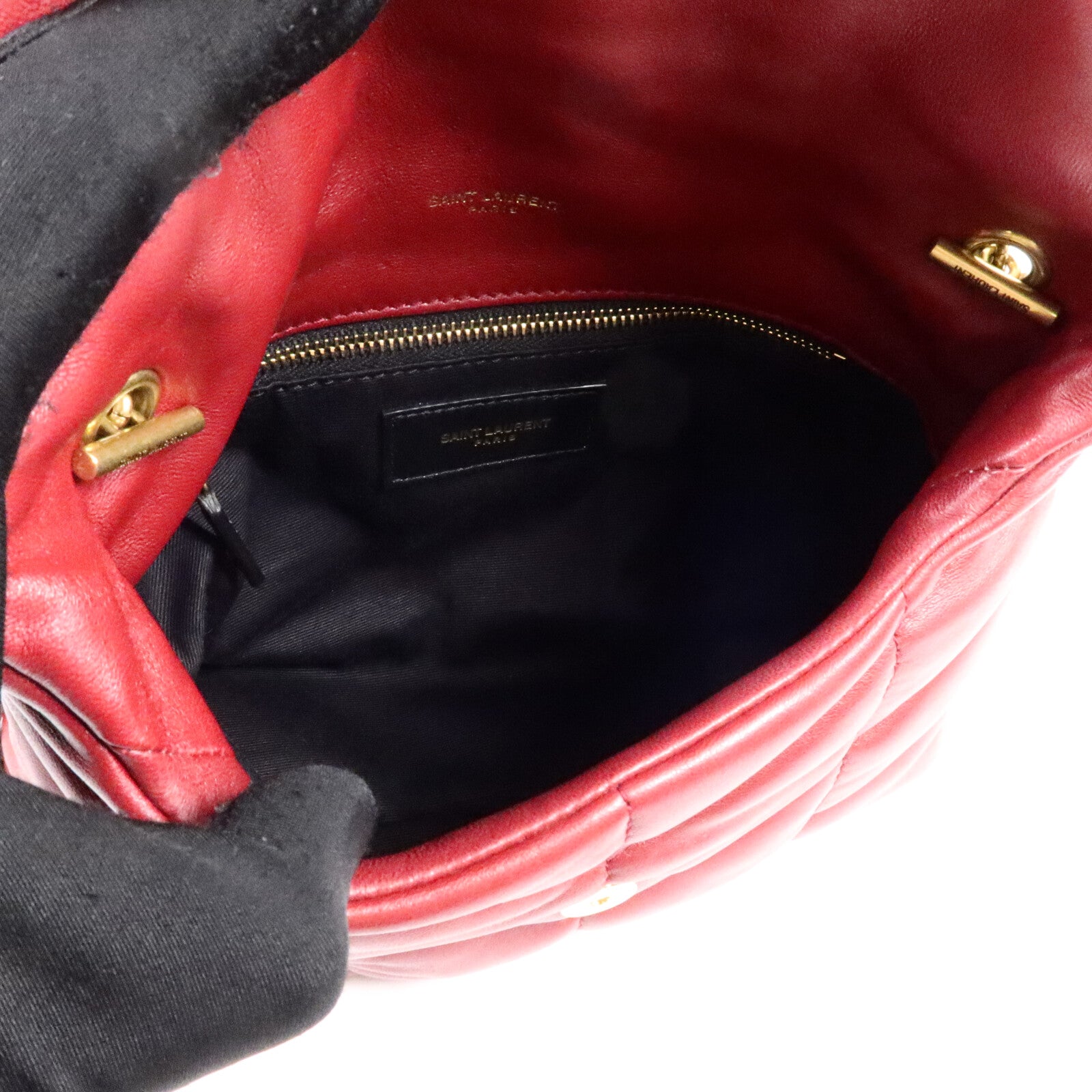 SAINT LAURENT 牛皮皮革Puffy Mini鏈帶肩背袋