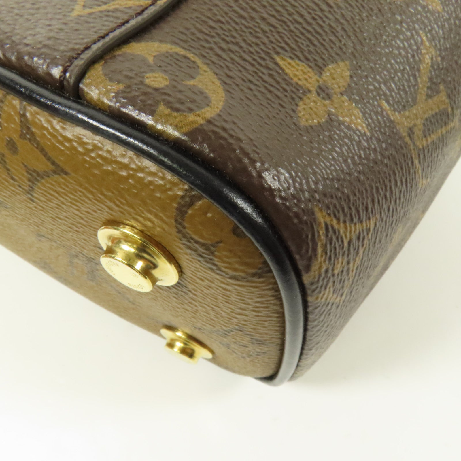 LOUIS VUITTON Monogram Reverse Vanity PM金扣手挽肩背兩用袋棕色