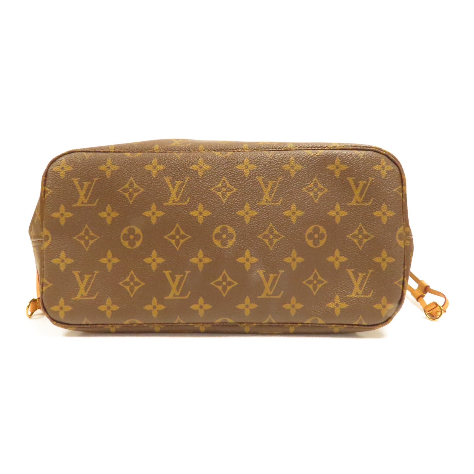 LOUIS VUITTON Monogram Neverfull MM金扣手挽袋啡色