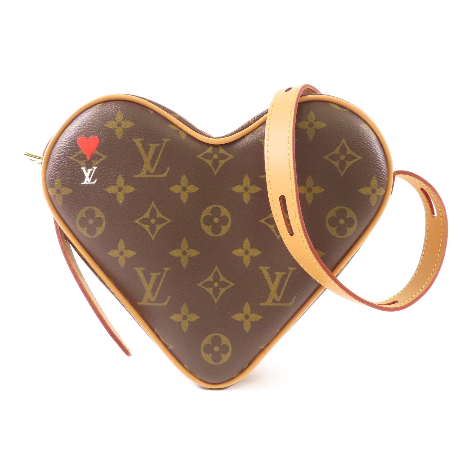 LOUIS VUITTON Monogram Game On Coeur金扣肩背袋棕色