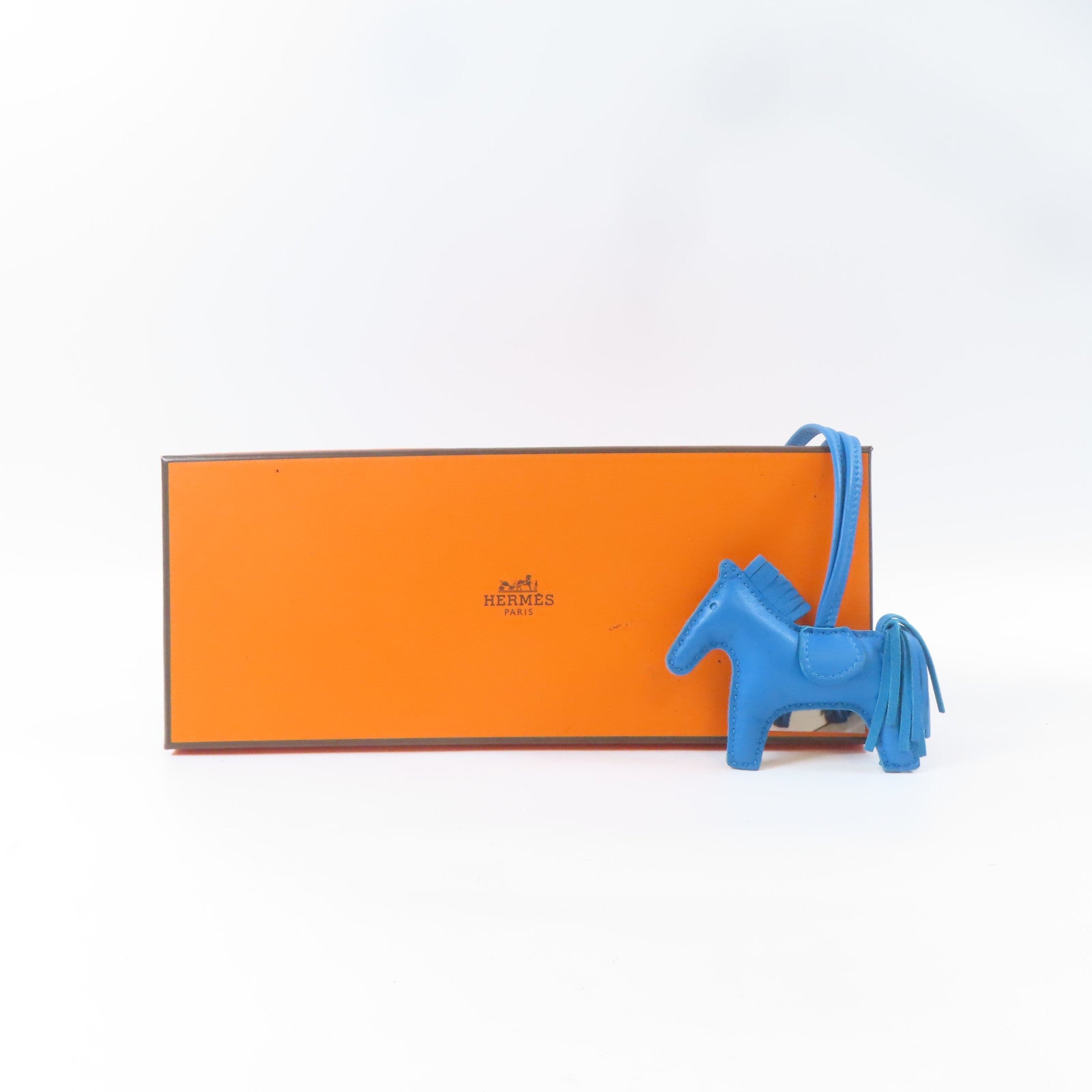 HERMES Swift皮革Rodeo PM掛飾Bleu Zanzibar/藍色