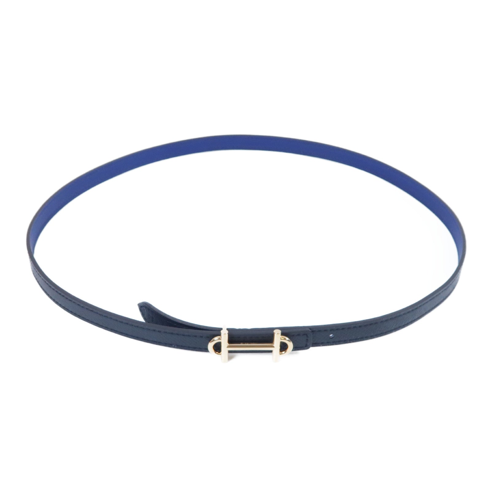 HERMES 【激減優惠】Epsom皮革Belt金扣皮帶Noir黑色/藍色
