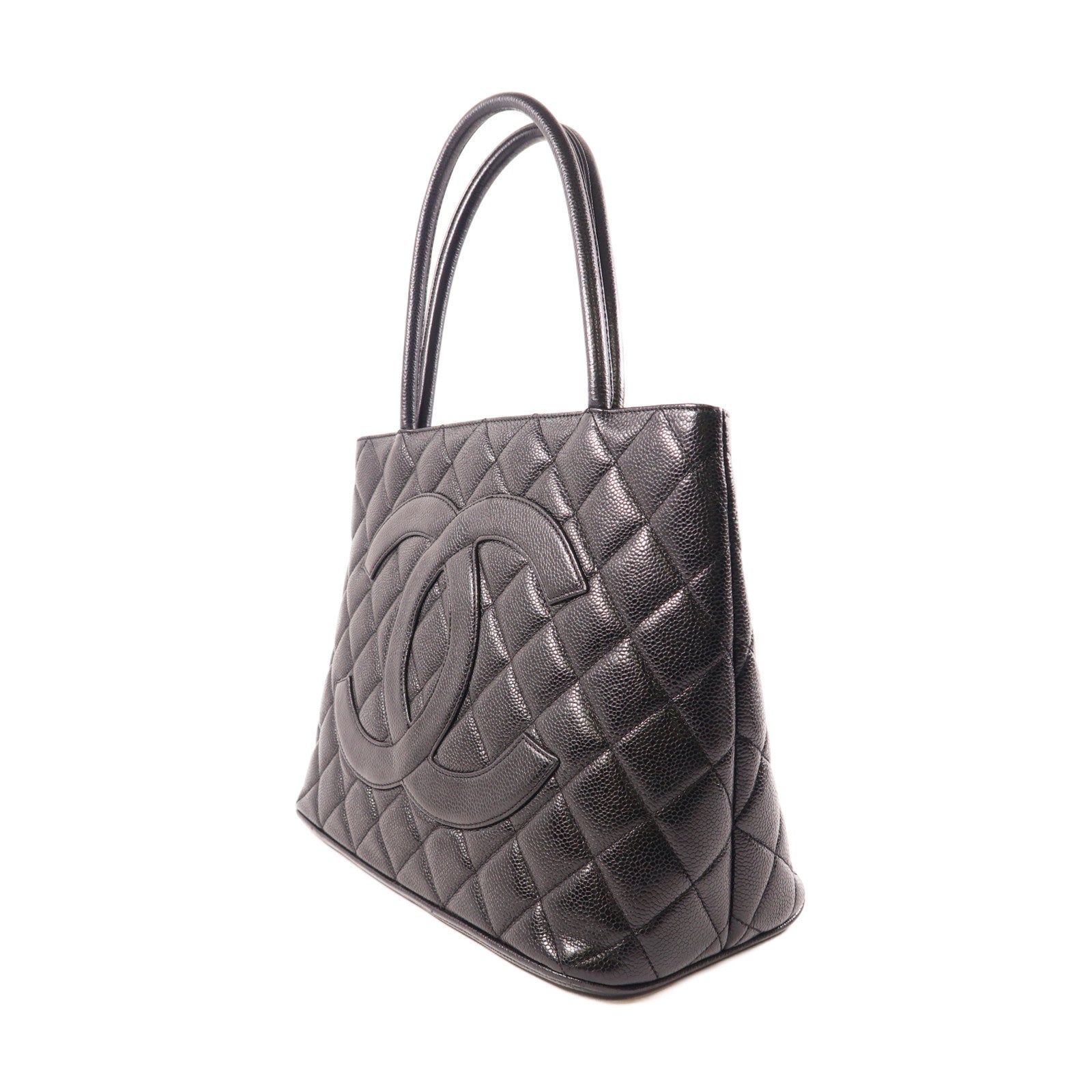 CHANEL Black Black Cowhide Leather Vintage Tote Bag Hand-Turned Bag Black Ca...