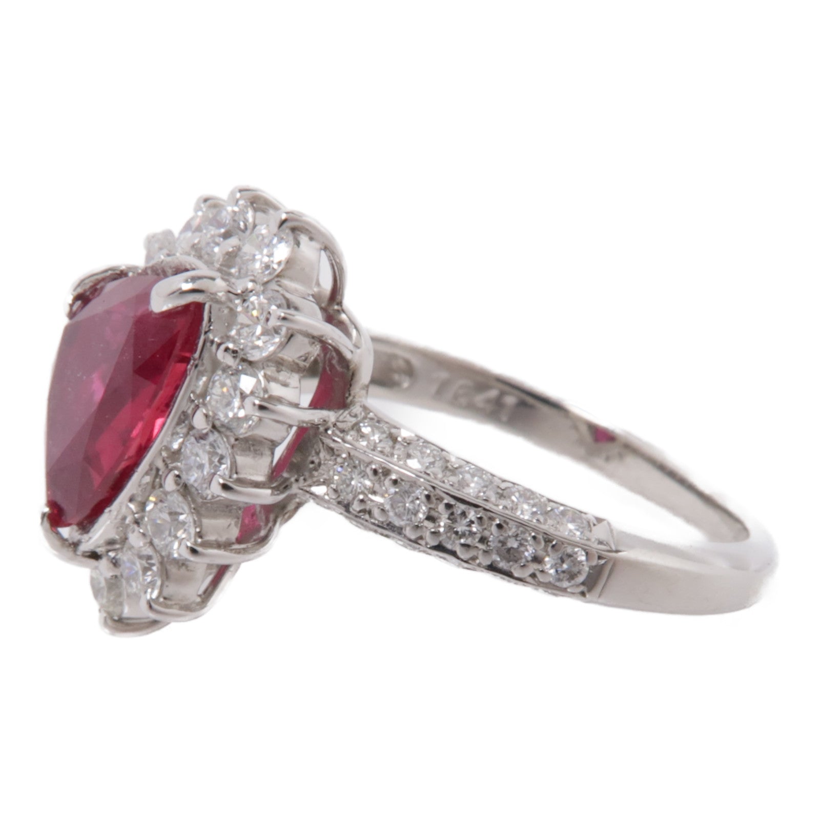 JEWELRY 【激減優惠】PT900鉑金Ruby Ring紅寶石/鑽石戒指粉紅色US#5.75