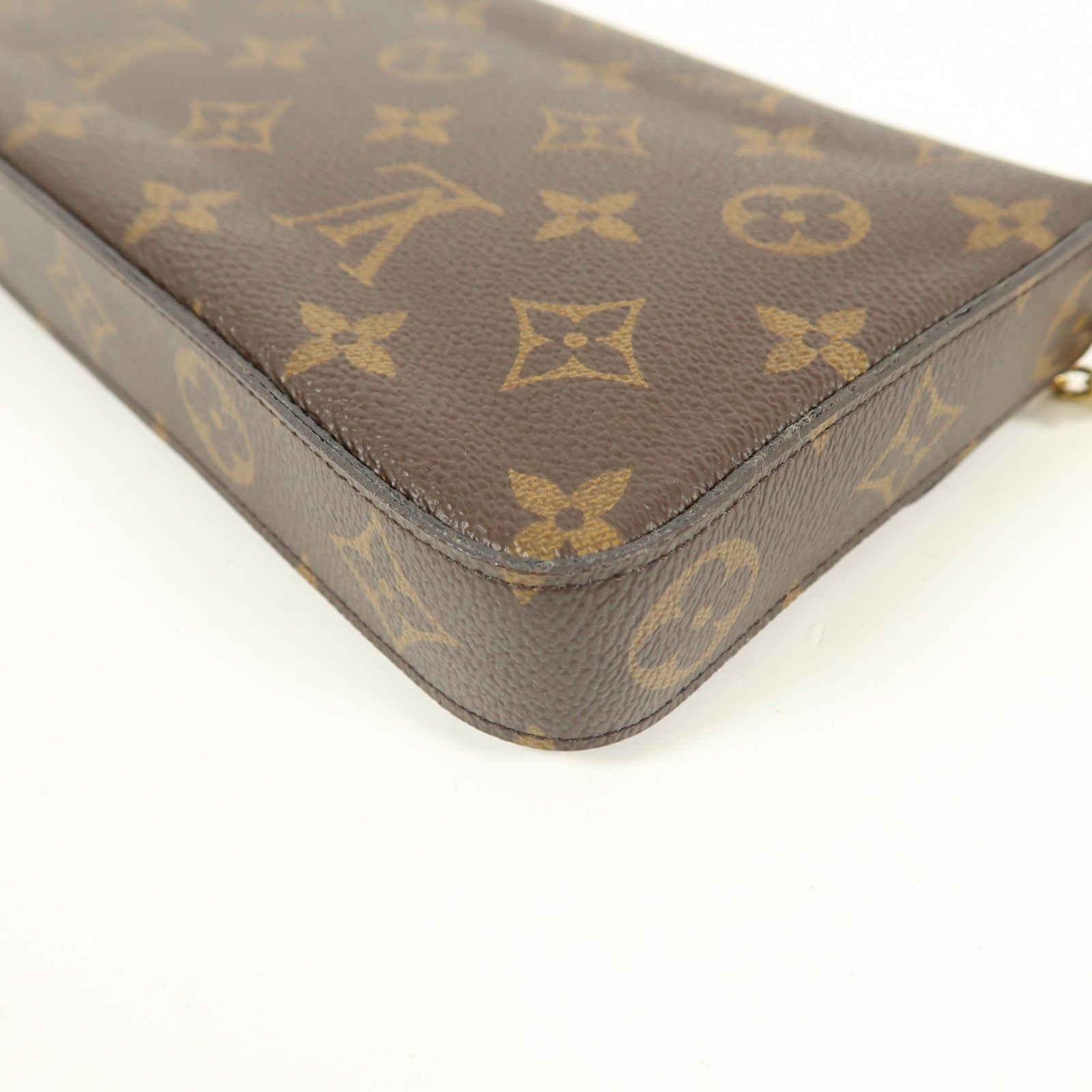 LOUIS VUITTON 【激減優惠】Monogram Pochette Felicie金扣鏈帶肩背袋棕色