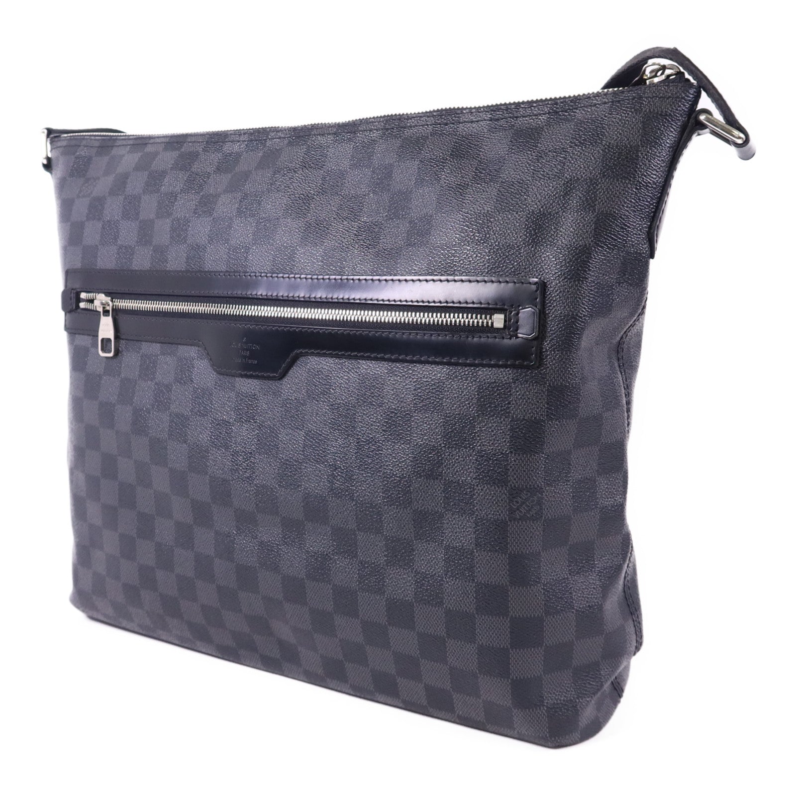 LOUIS VUITTON Damier Graphite Mick GM銀扣肩背袋