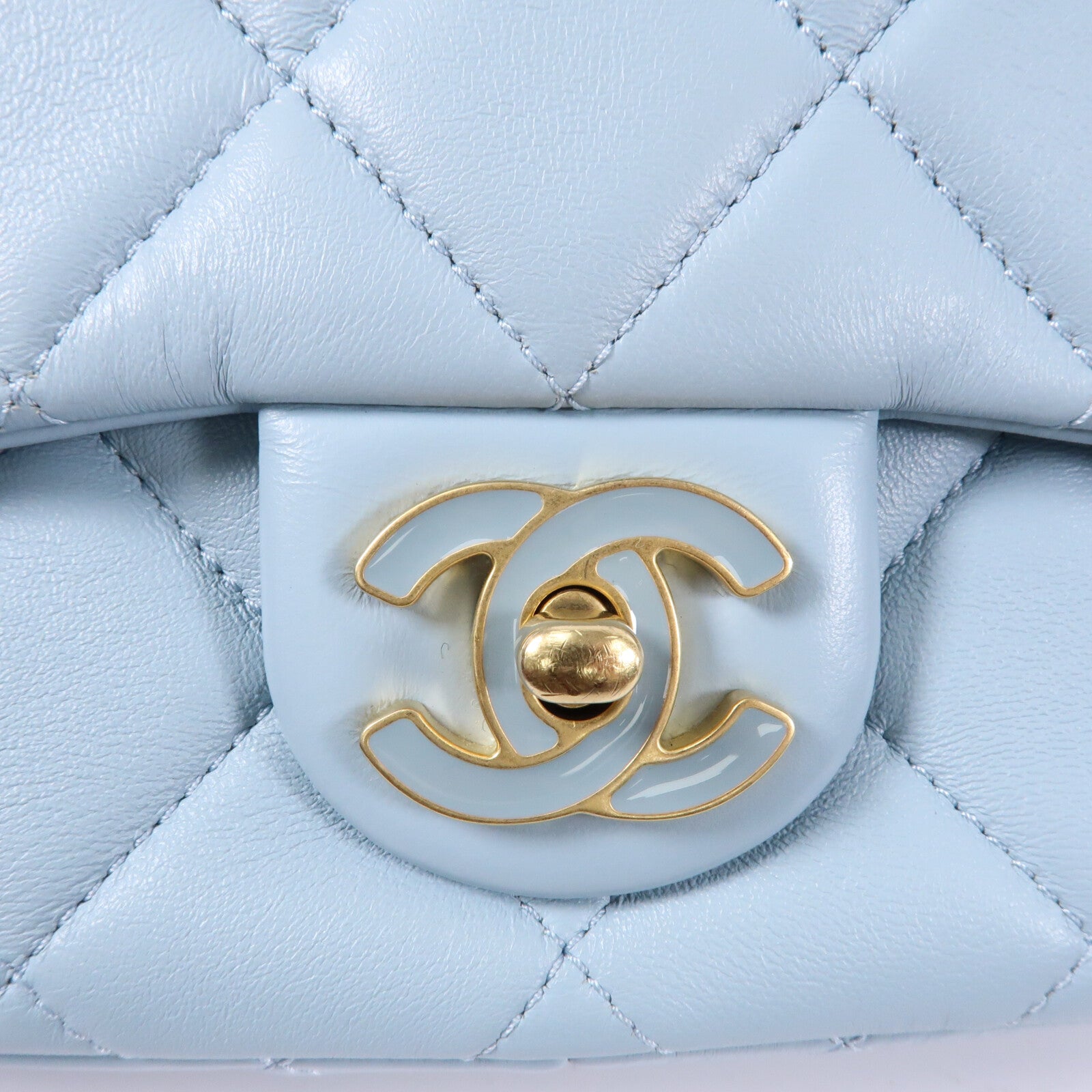 CHANEL 羊皮皮革CC Flat Bag 20鏈帶肩背袋