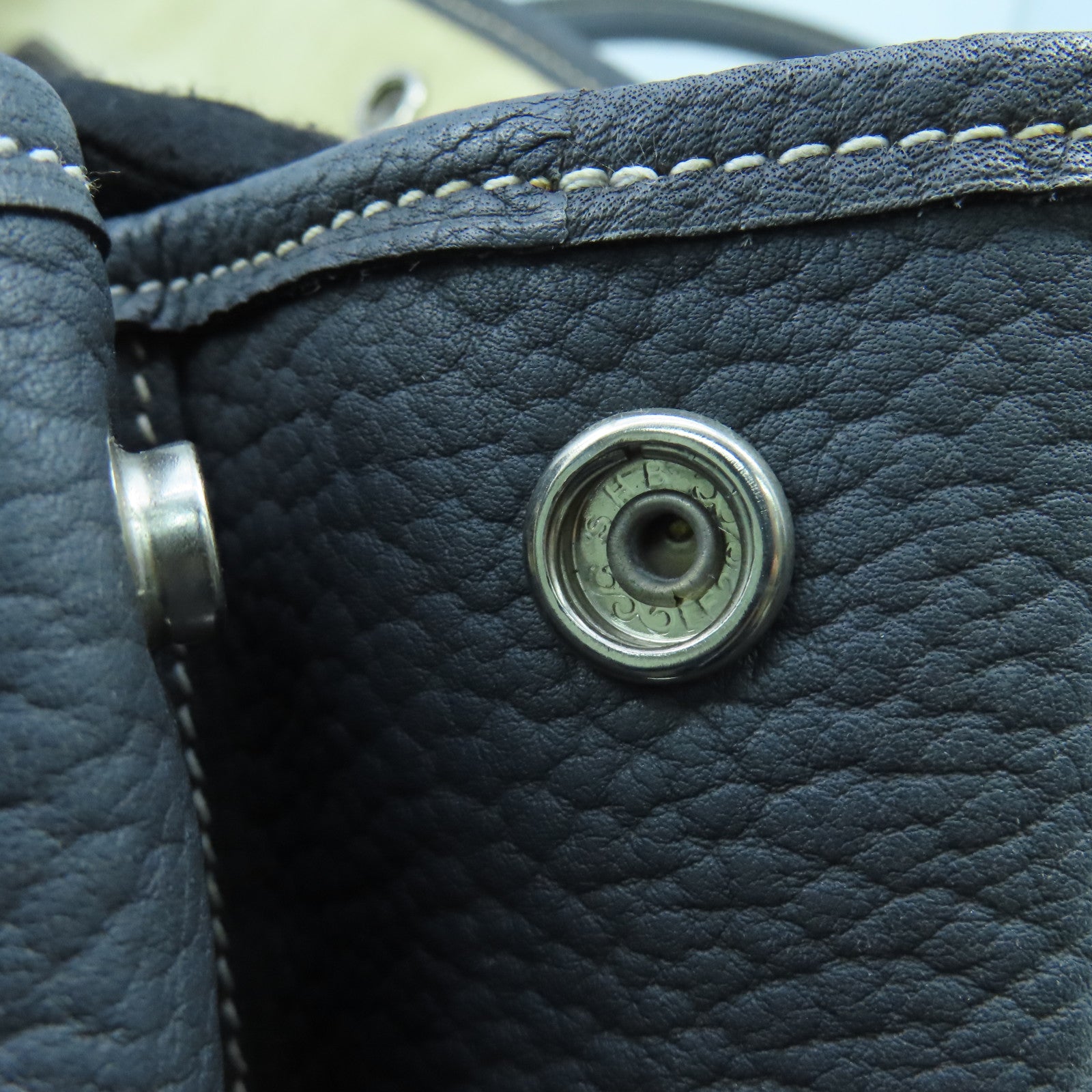 HERMES GardenParty PM silver buckle handle bag Graphite gray