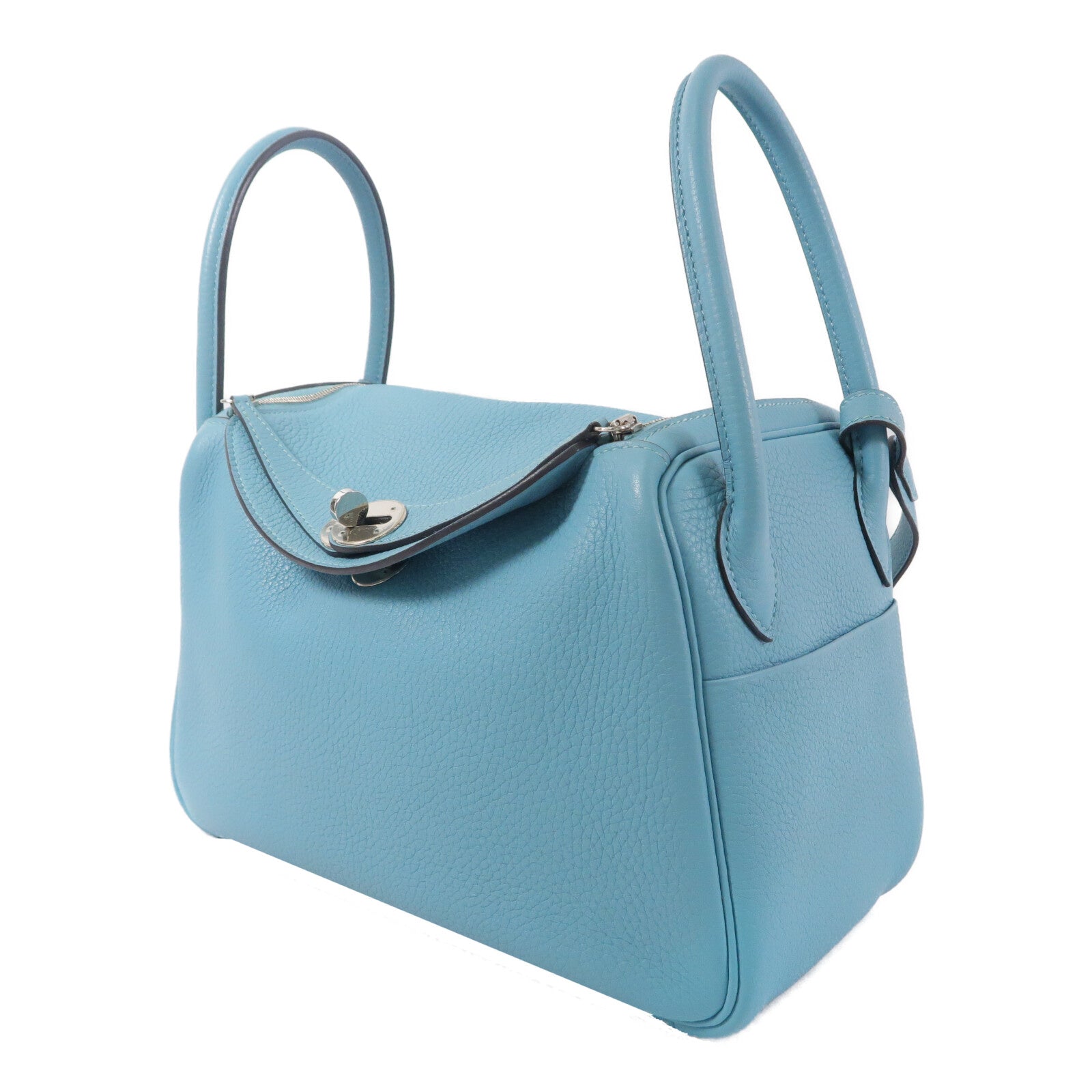 HERMES Clemence皮革Lindy 26手挽肩背兩用袋Bleu Atoll