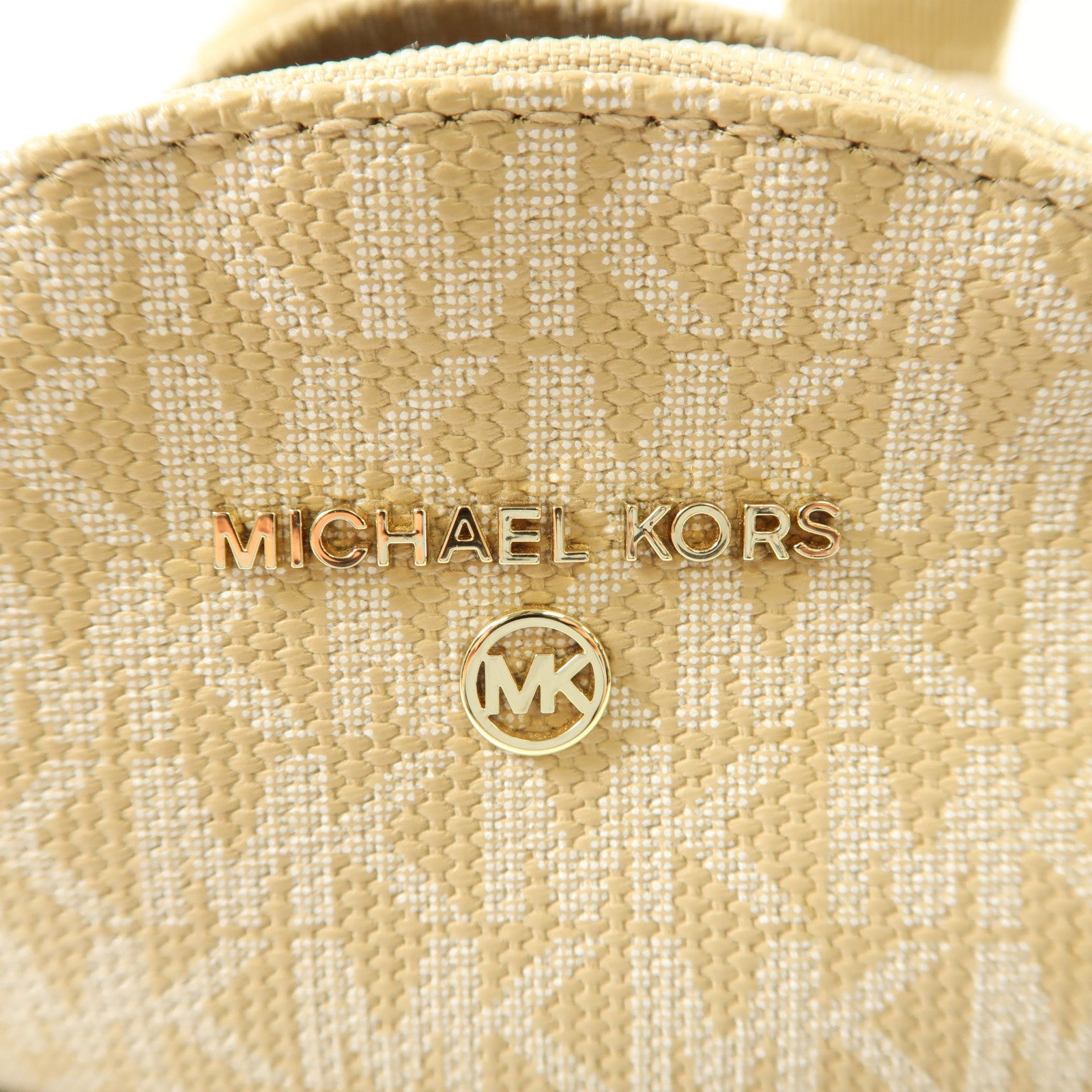 Michael Kors 塗層帆布Backpack金扣背包杏色/淺褐色