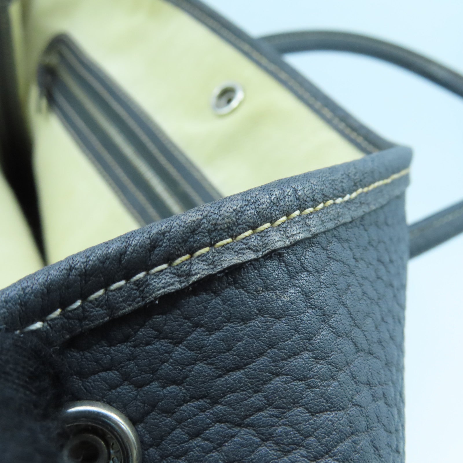 HERMES GardenParty PM silver buckle handle bag Graphite gray