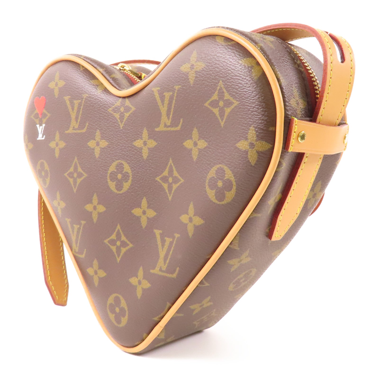 LOUIS VUITTON Monogram Game On Coeur金扣肩背袋棕色