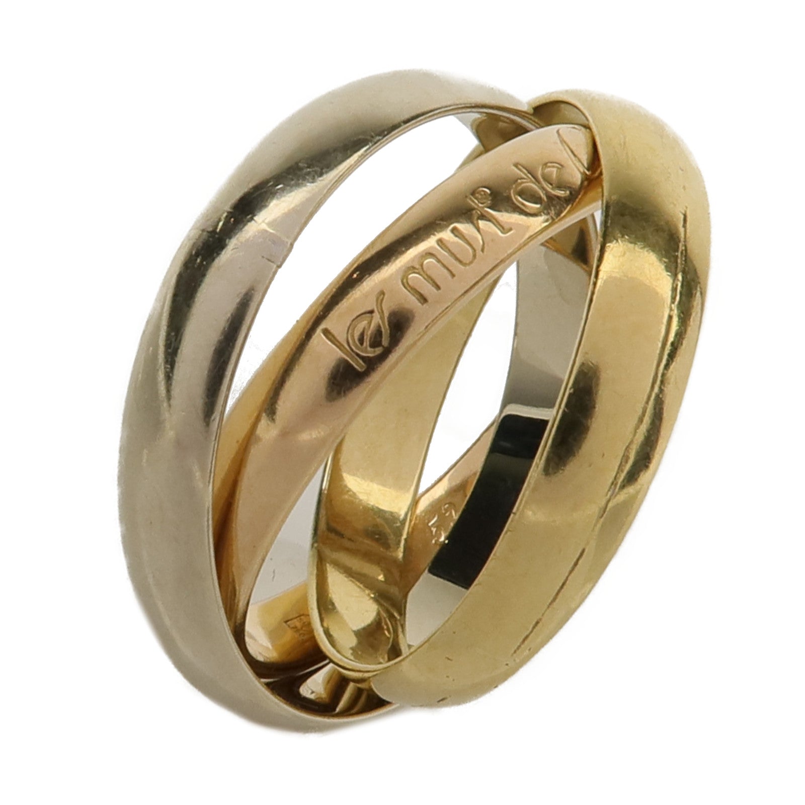 CARTIER 18K黃金/白金/玫瑰金Trinity戒指Cartier#52/US#6.5