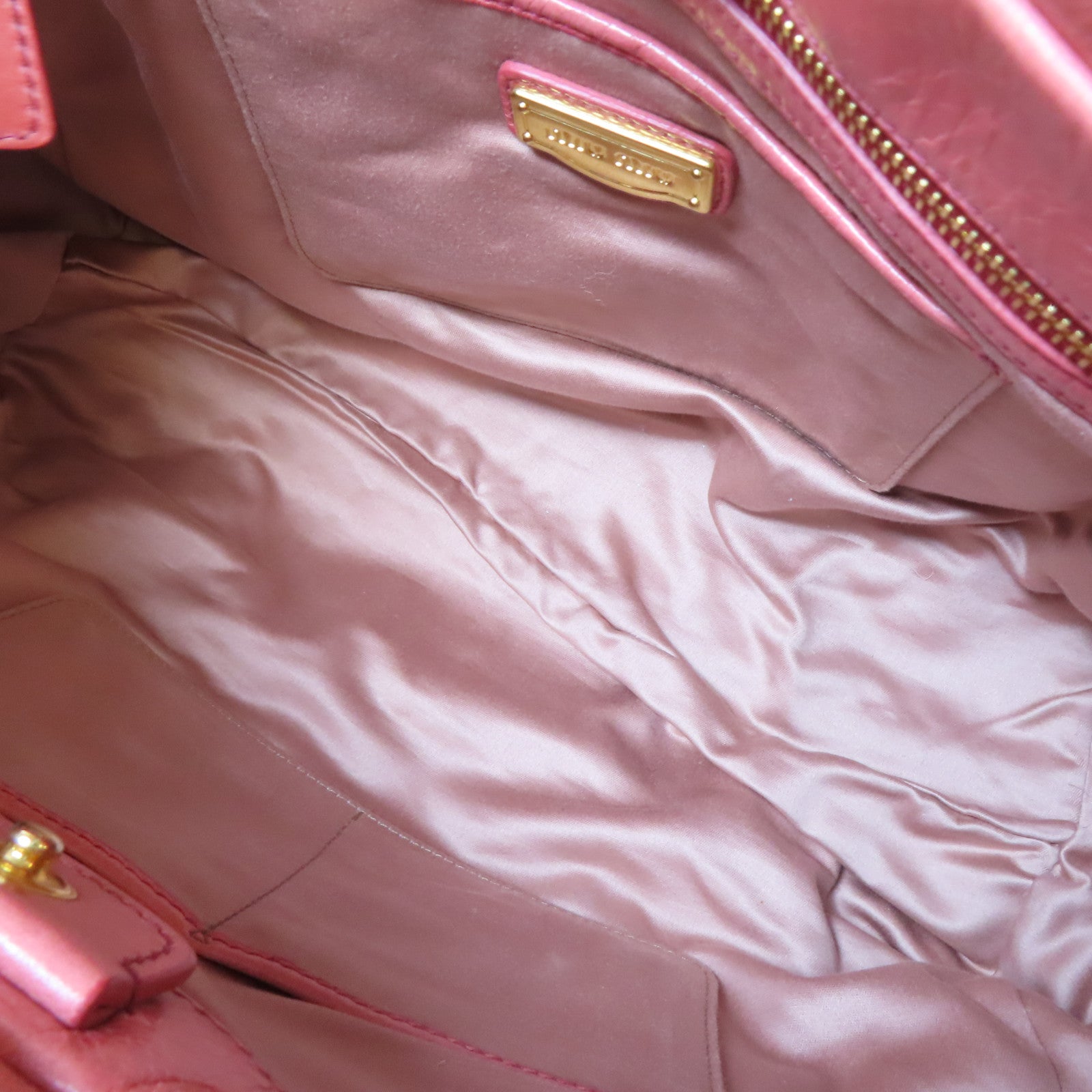 Miu Miu 牛皮皮革2 Way Shoulder Bag金扣手挽肩背兩用袋粉紅色