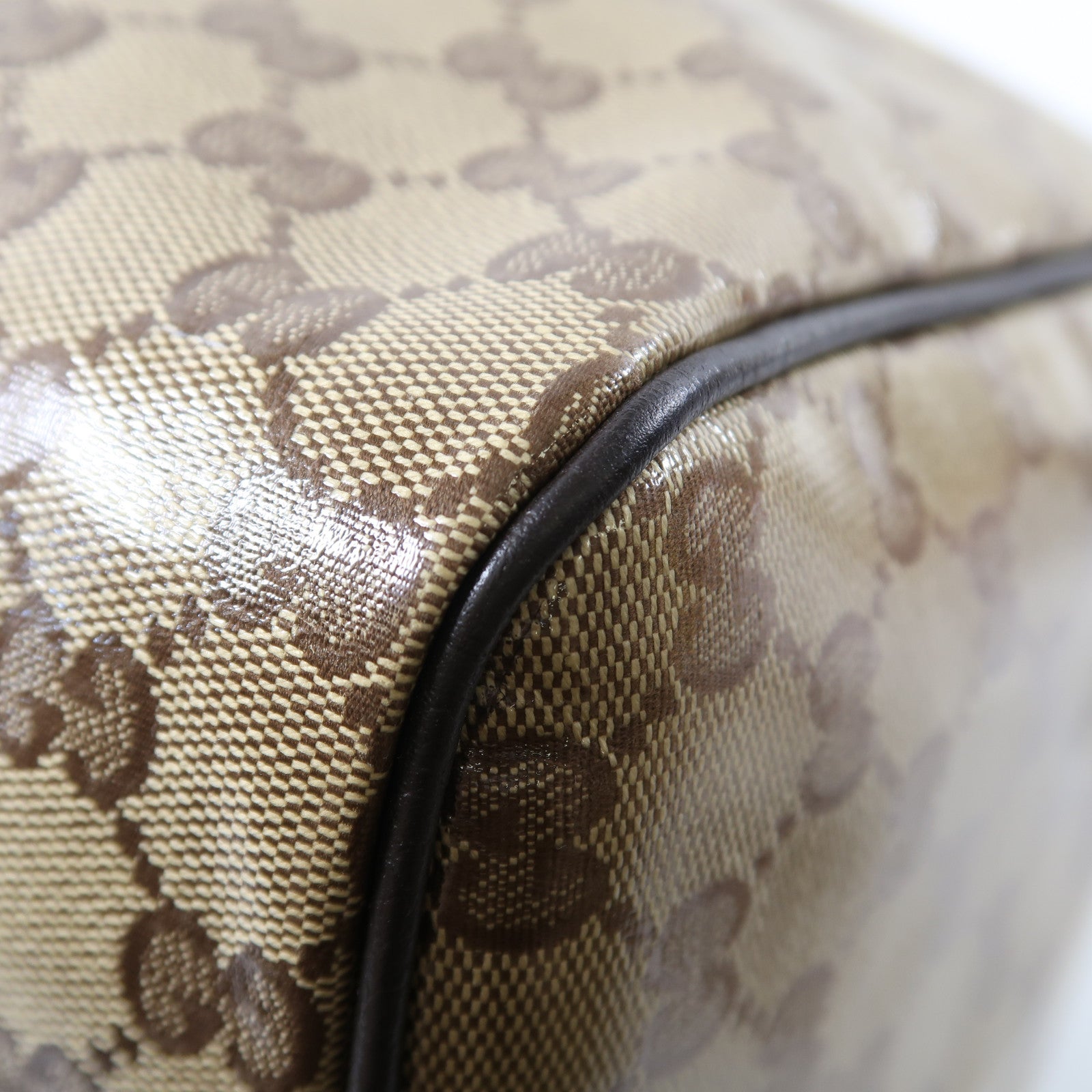 GUCCI 塗層帆布Boston Bag金扣手挽袋啡色