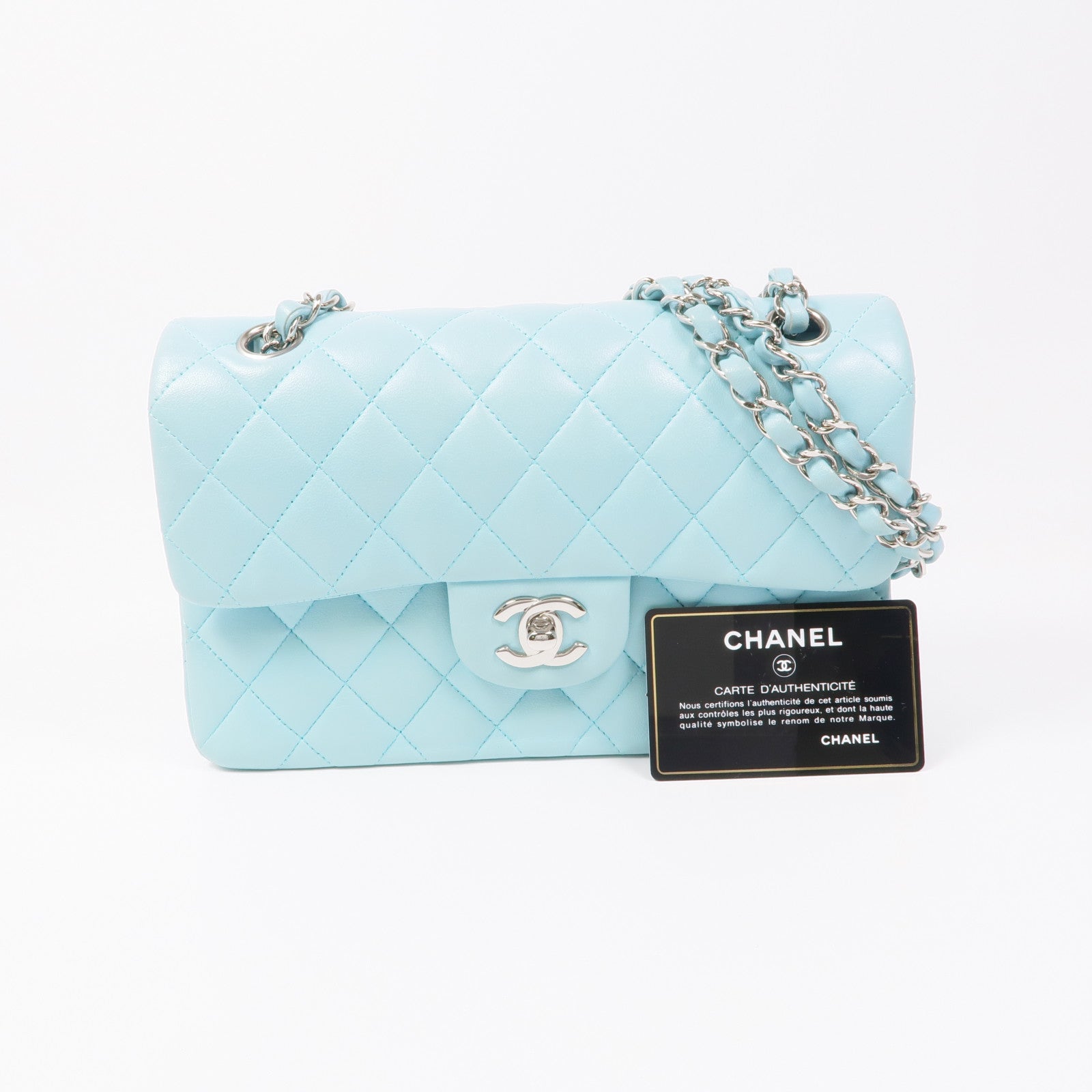 CHANEL 羊皮皮革Classic 23銀扣鏈帶肩背袋