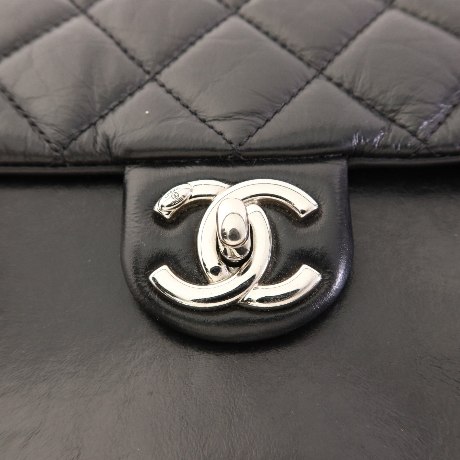 CHANEL 牛皮皮革Chain Shoulder Bag銀扣鏈帶肩背袋