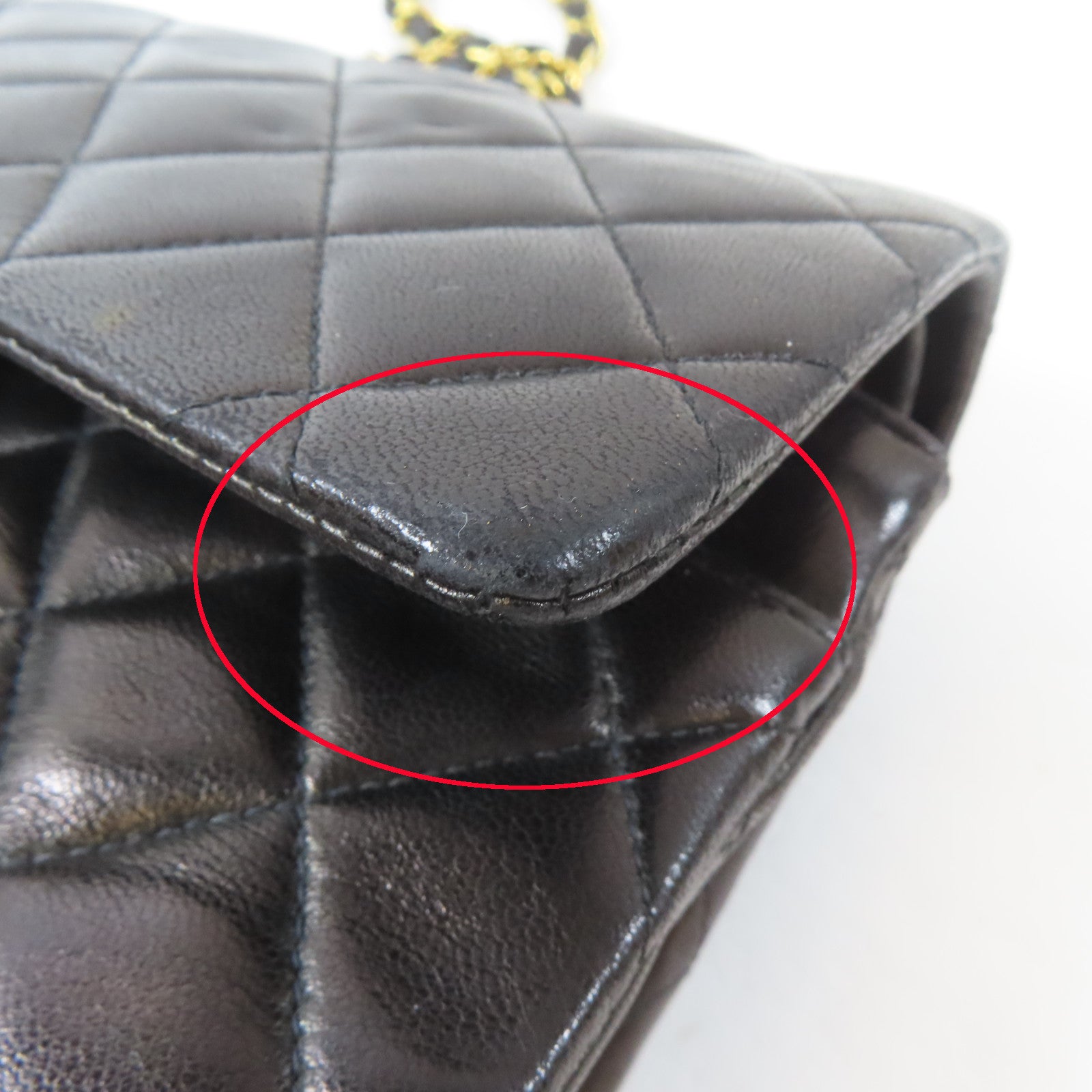 CHANEL 菱格羊皮皮革Vintage Classic 25金扣鏈帶肩背袋黑色