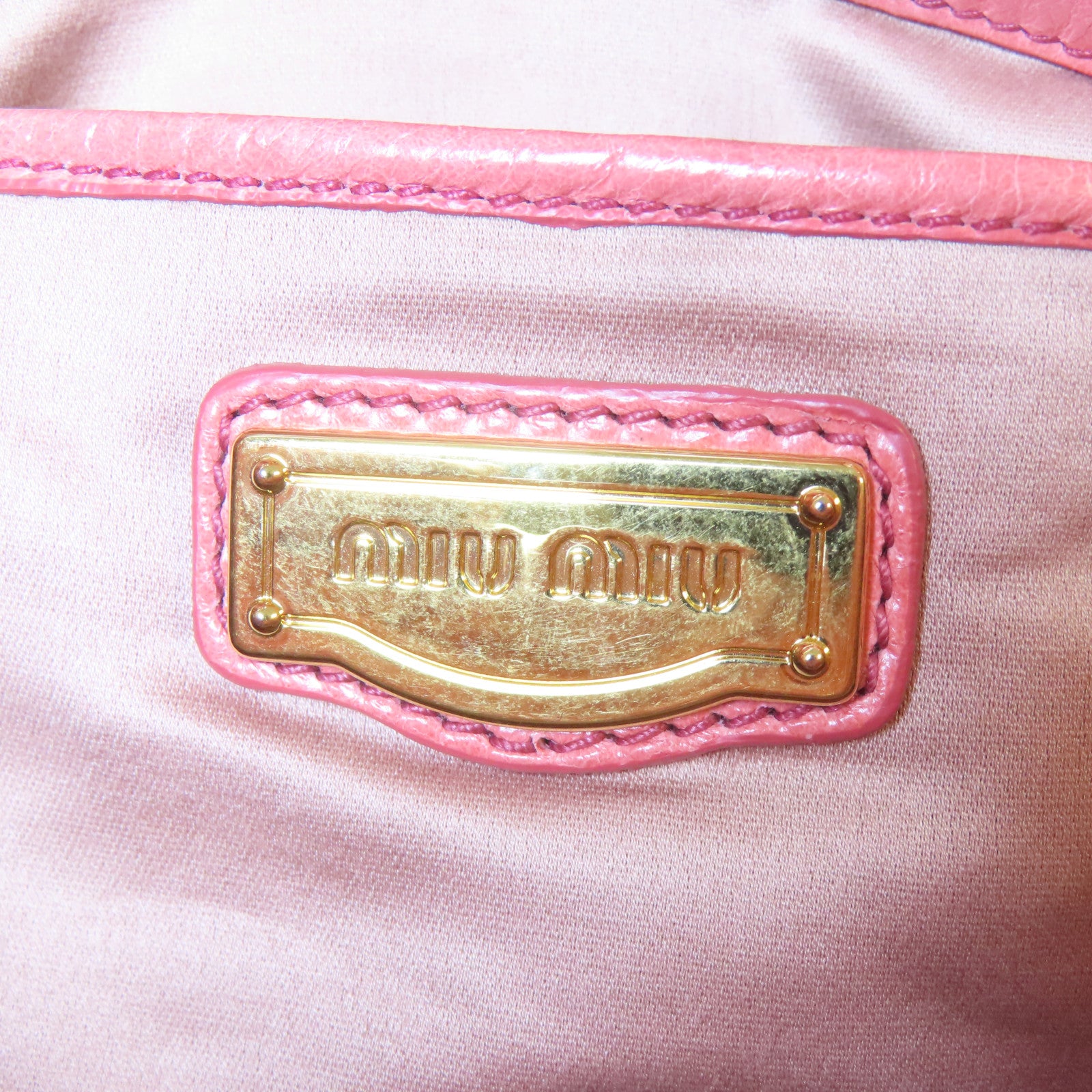 Miu Miu 牛皮皮革2 Way Shoulder Bag金扣手挽肩背兩用袋粉紅色