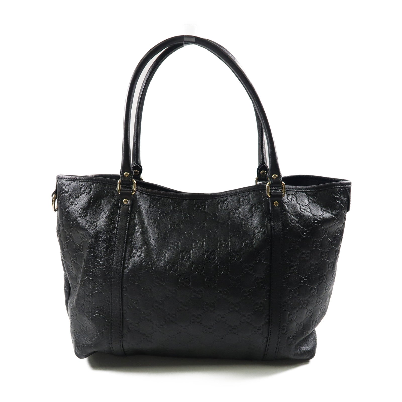 GUCCI 牛皮皮革Shoulder Tote金扣肩背袋/手挽袋黑色