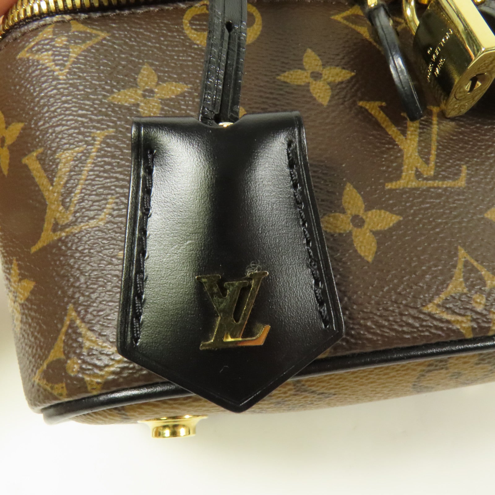 LOUIS VUITTON Monogram Reverse Vanity PM金扣手挽肩背兩用袋棕色