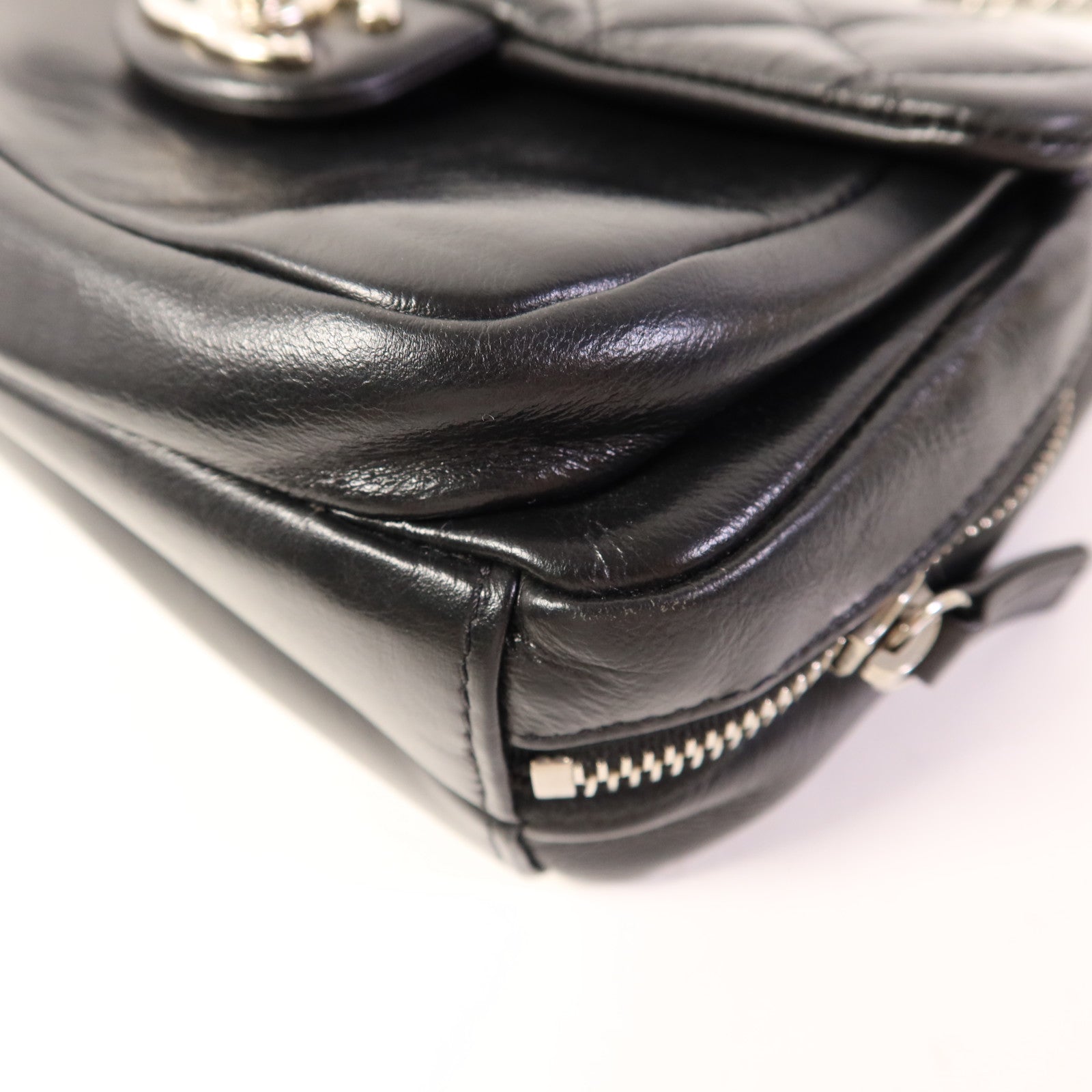 CHANEL 牛皮皮革Chain Shoulder Bag銀扣鏈帶肩背袋