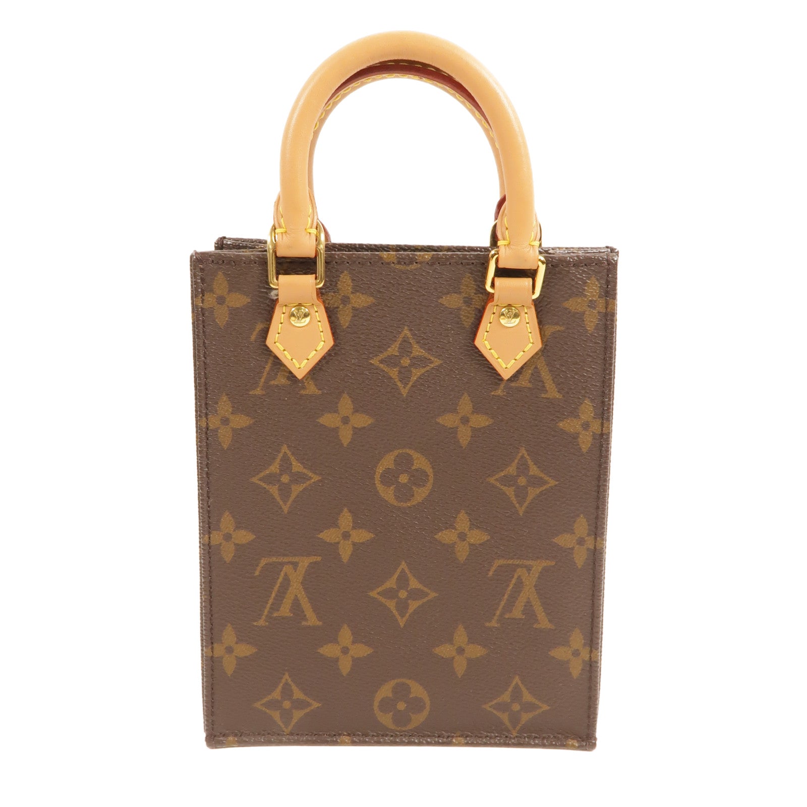 LOUIS VUITTON Monogram Petit Sac Plat金扣手挽肩背兩用袋Monogram Petit Sac Plat金扣手挽肩背兩用袋