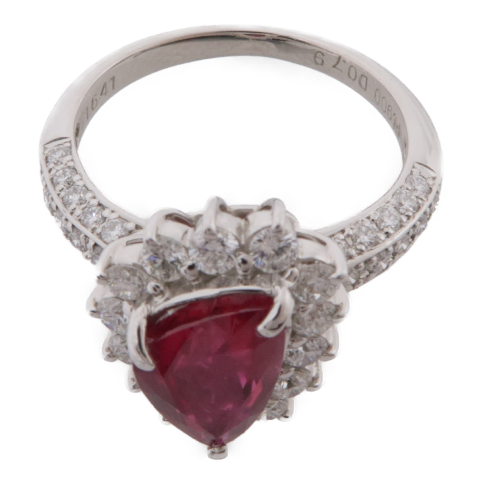 JEWELRY 【激減優惠】PT900鉑金Ruby Ring紅寶石/鑽石戒指粉紅色US#5.75