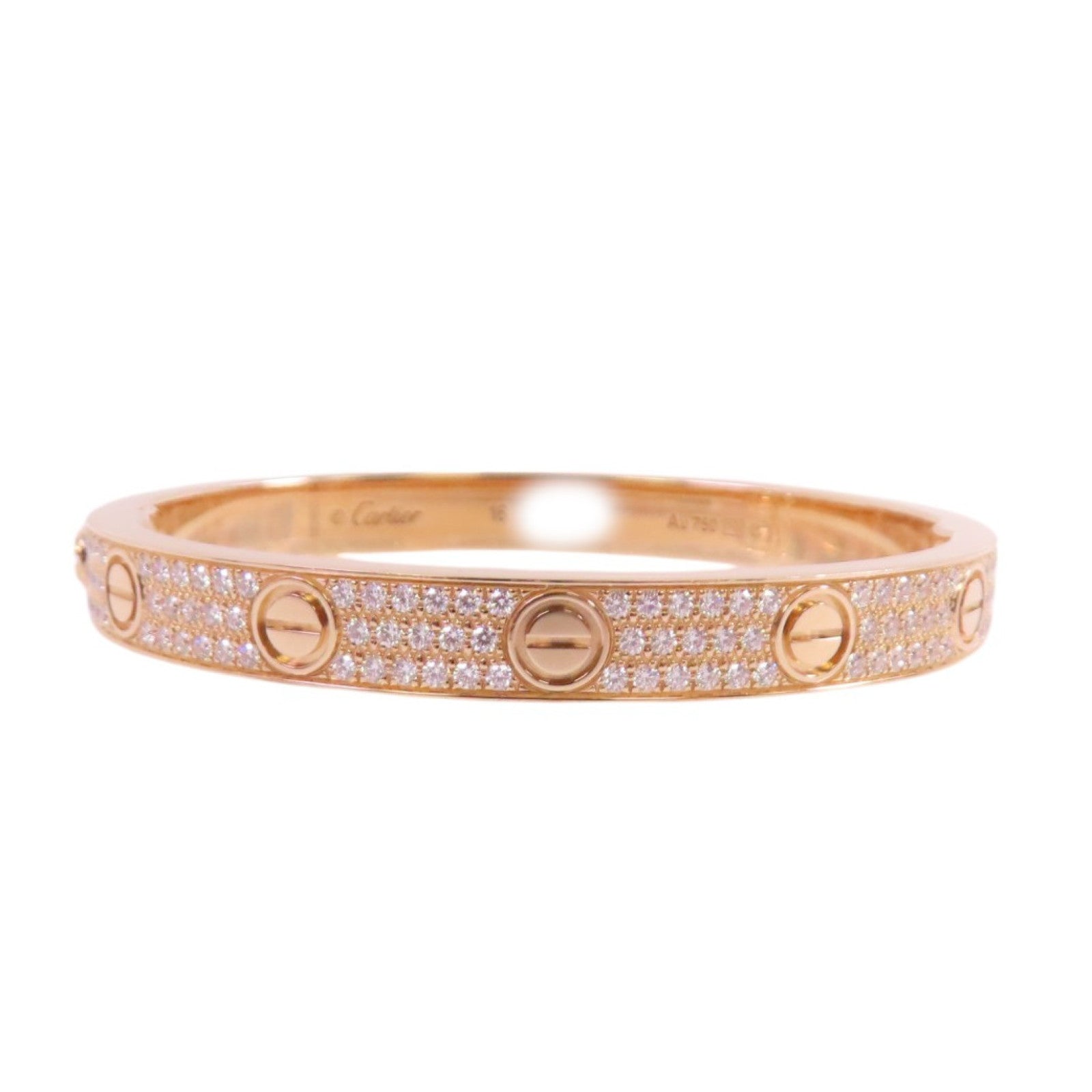 CARTIER 18K玫瑰金Love Bangle Full Diamond金扣手鐲#16