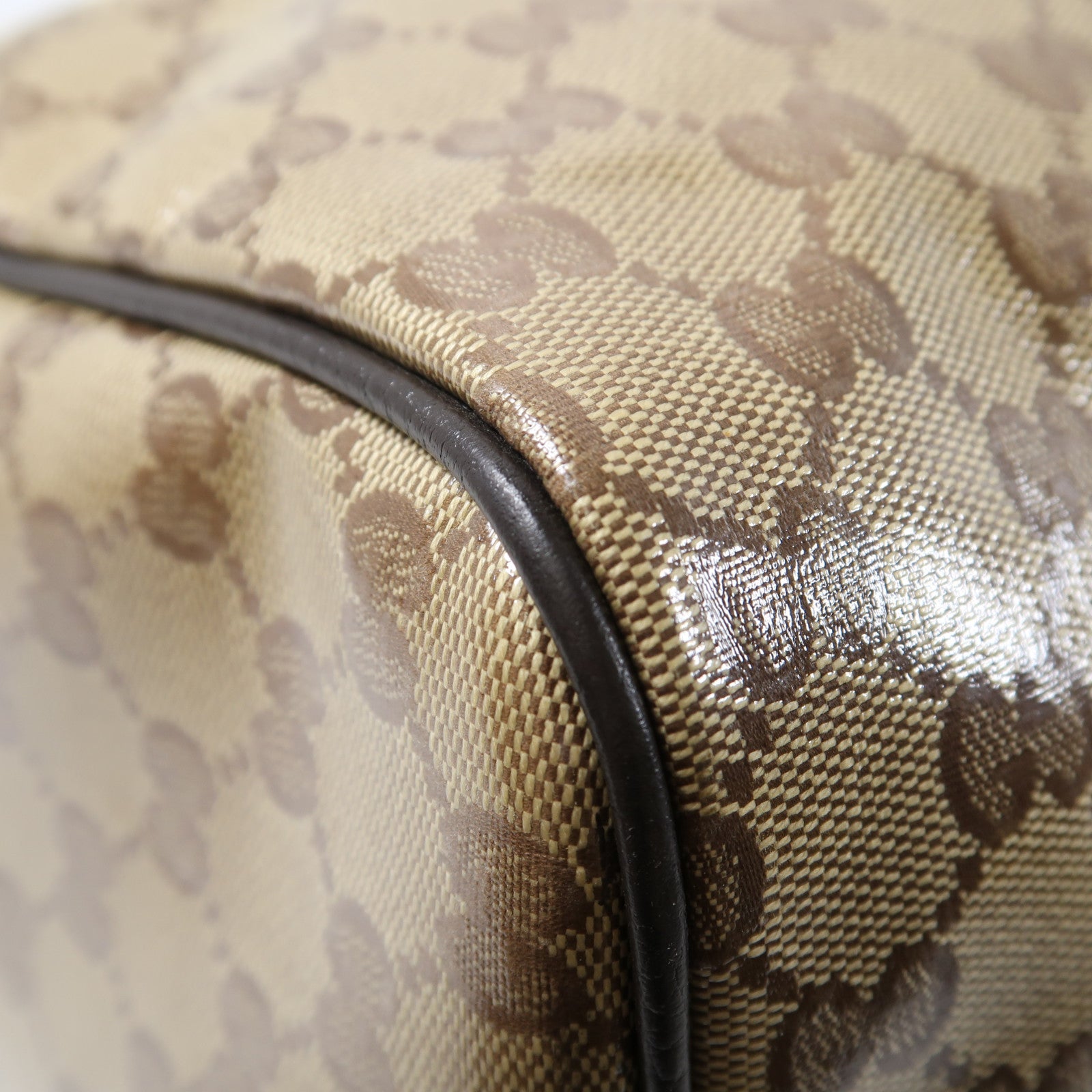 GUCCI 塗層帆布Boston Bag金扣手挽袋啡色
