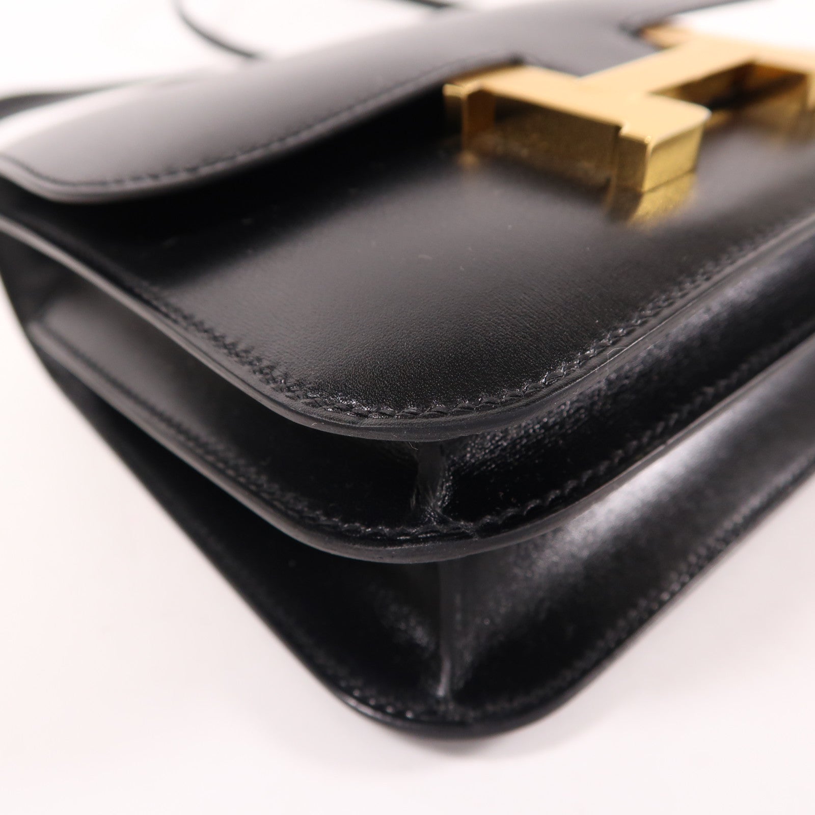 HERMES Box Calf皮革Constance Mini金扣手挽肩背兩用袋Noir