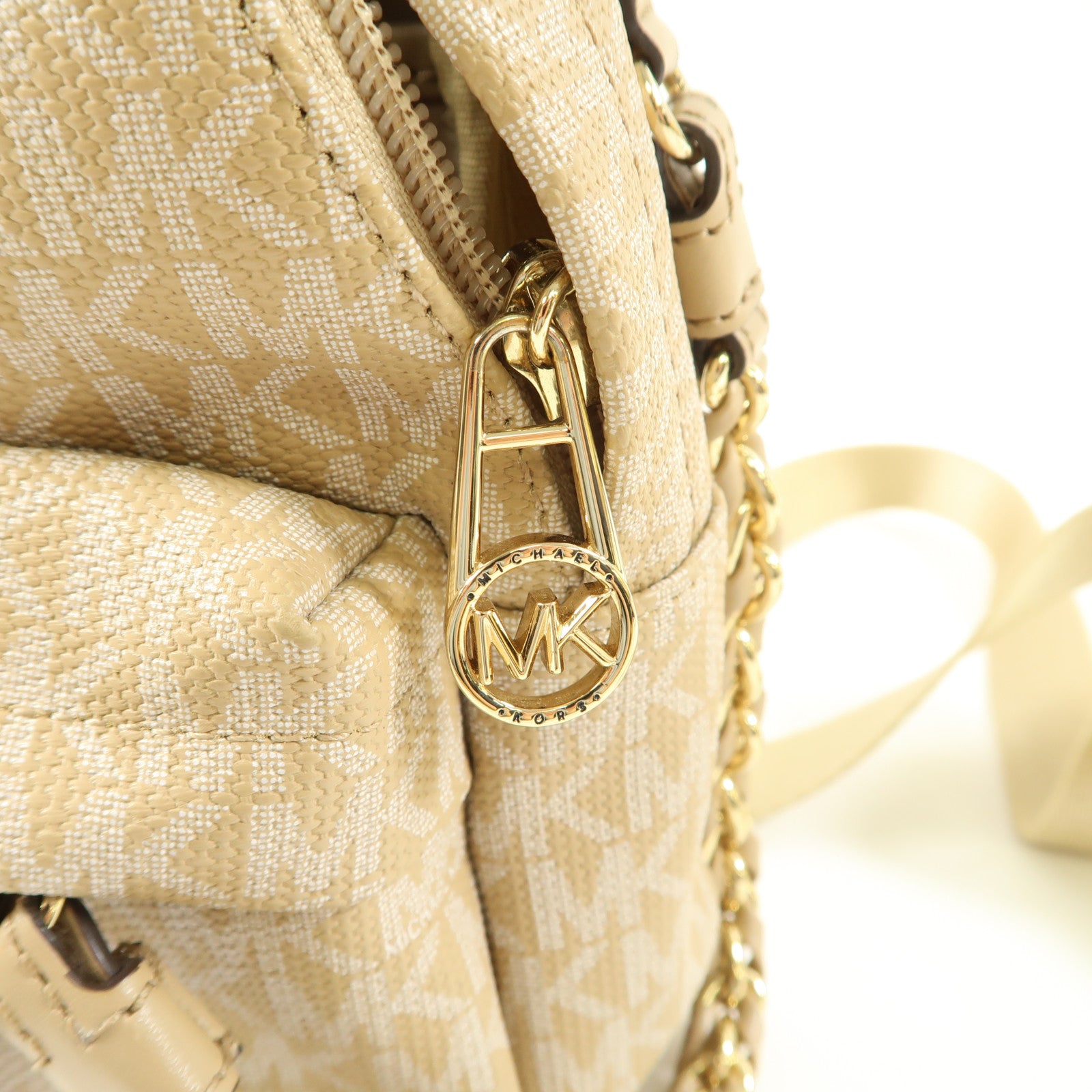 Michael Kors 塗層帆布Backpack金扣背包杏色/淺褐色