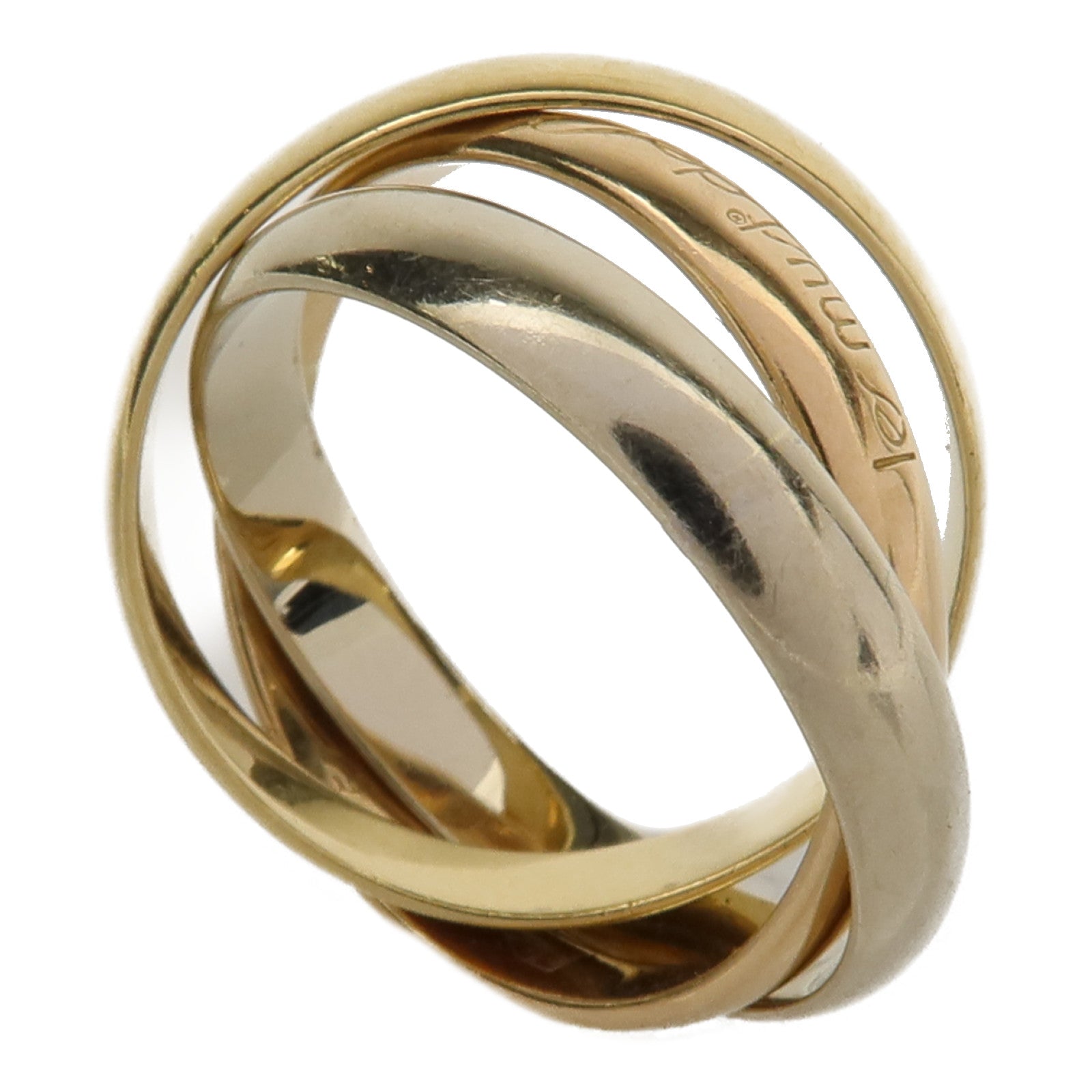 CARTIER 18K黃金/白金/玫瑰金Trinity戒指Cartier#52/US#6.5