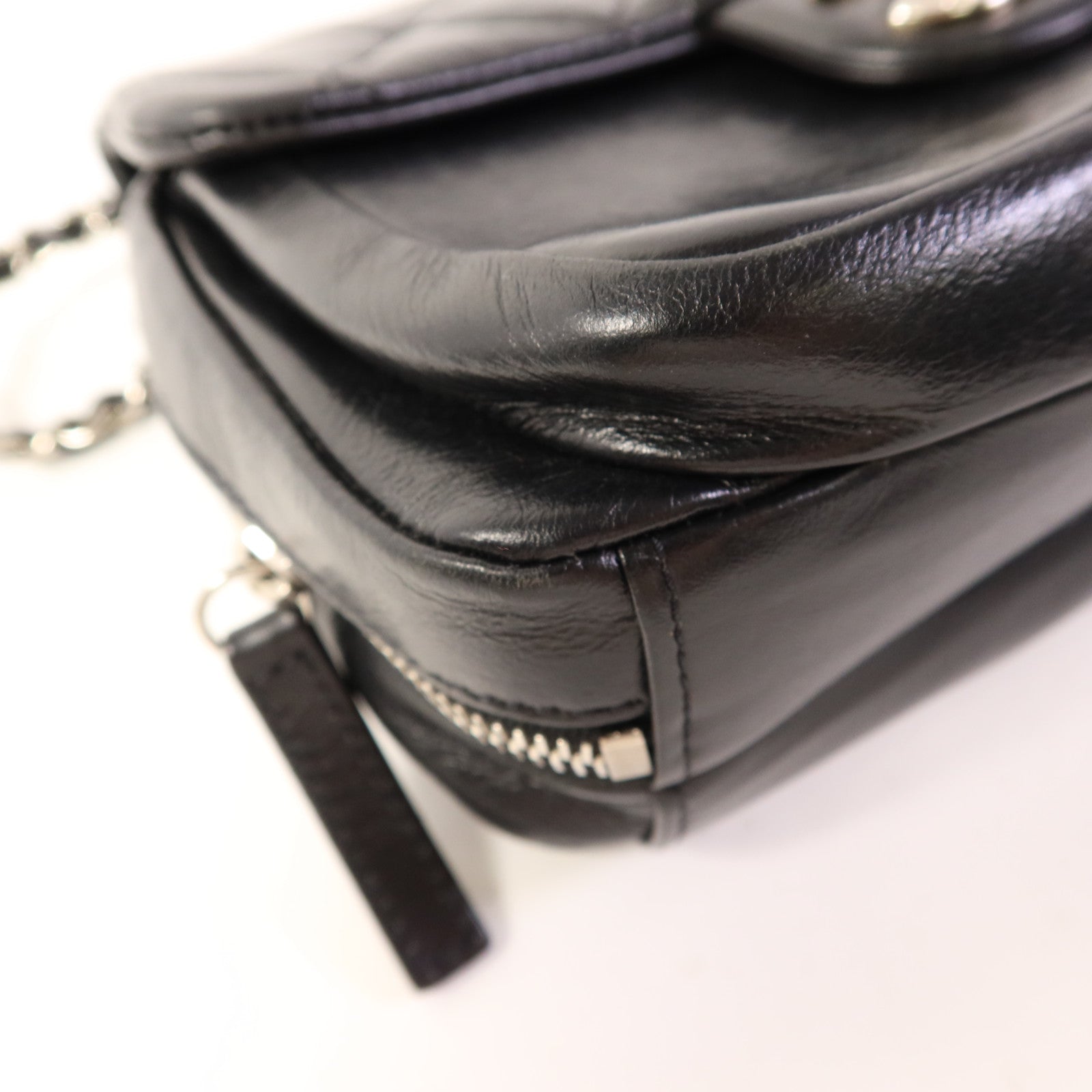 CHANEL 牛皮皮革Chain Shoulder Bag銀扣鏈帶肩背袋