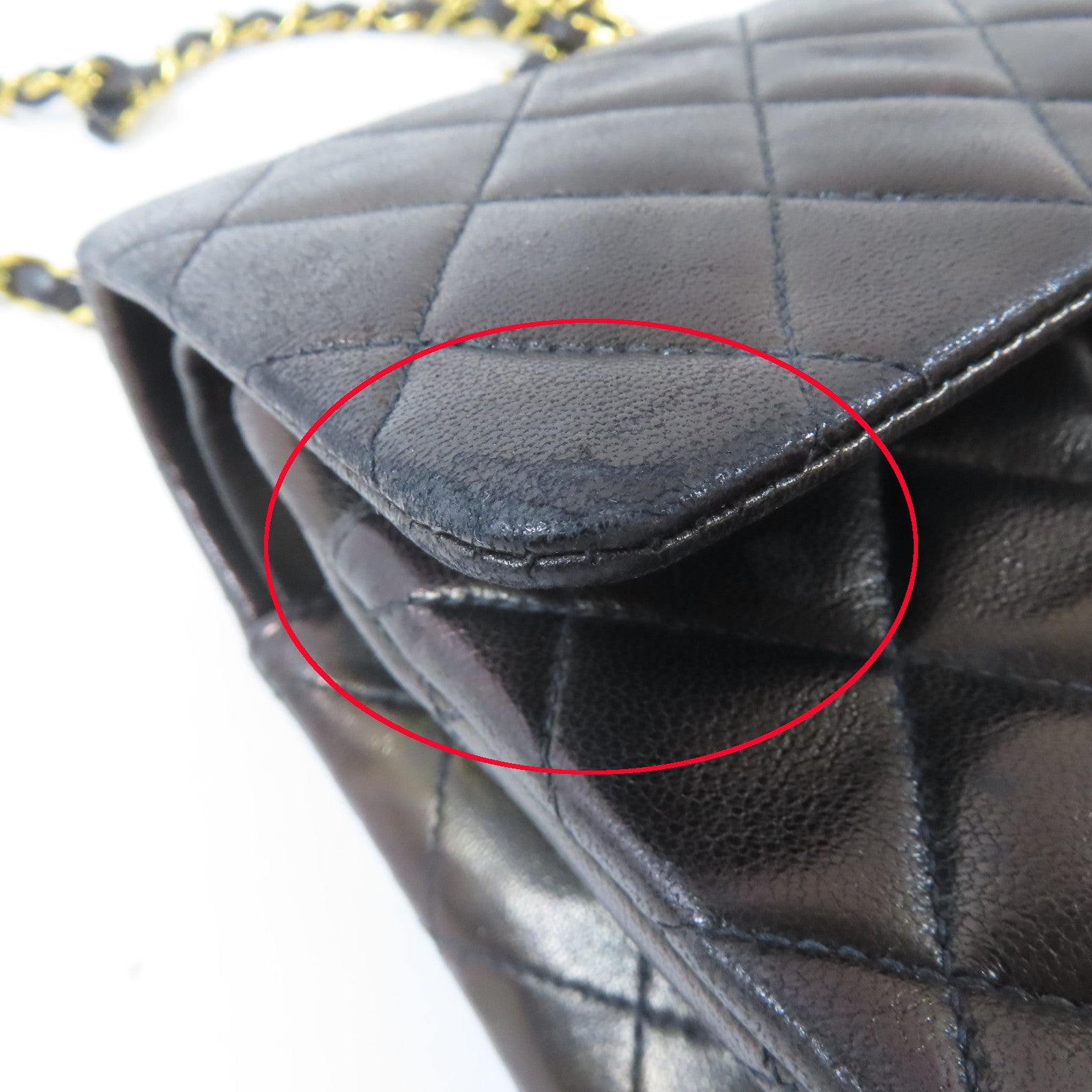 CHANEL 菱格羊皮皮革Vintage Classic 25金扣鏈帶肩背袋黑色